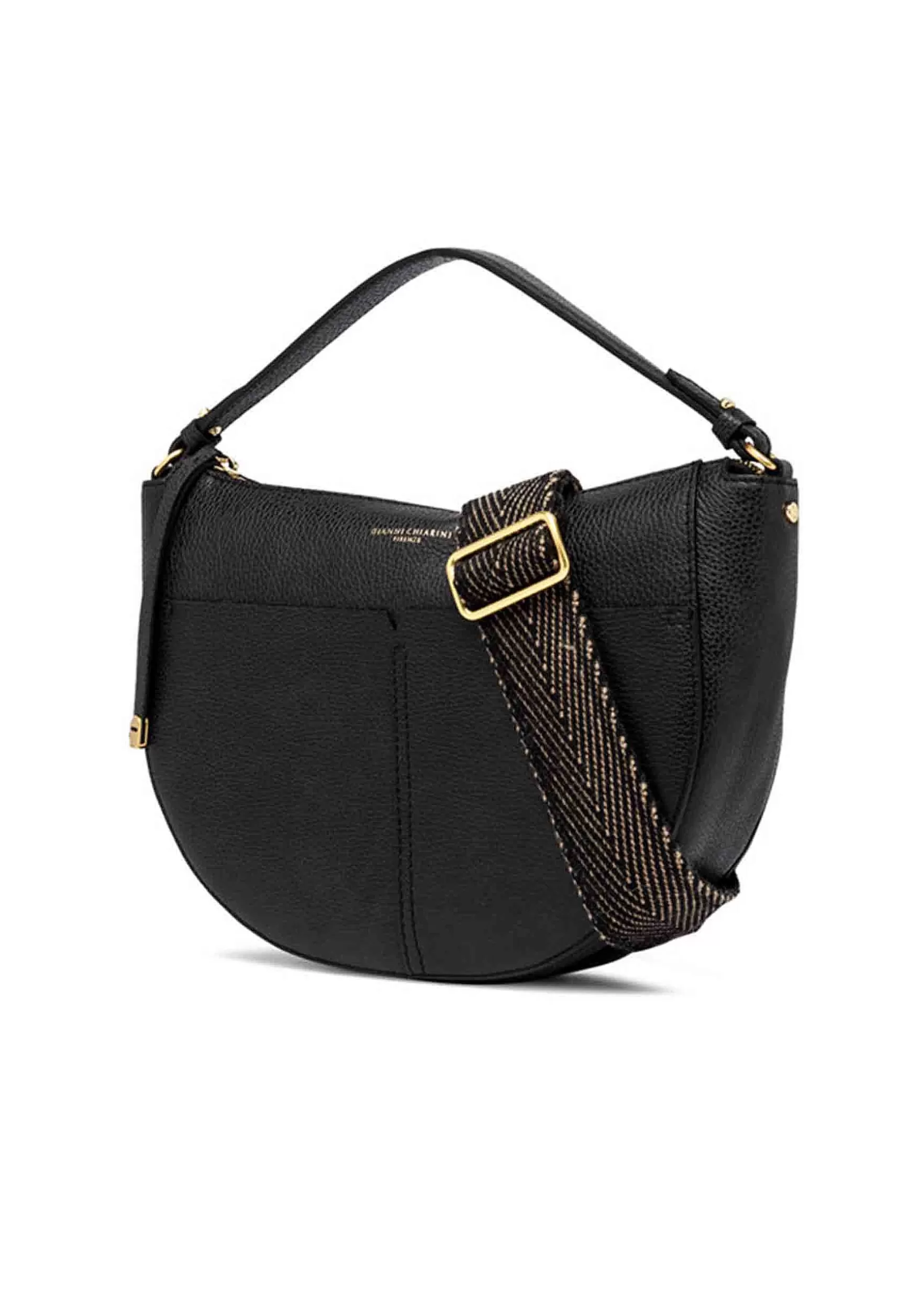 Borsa Donna A Spalla Ginko In Pelle Nera Con Doppia Tracolla*Gianni Chiarini Hot