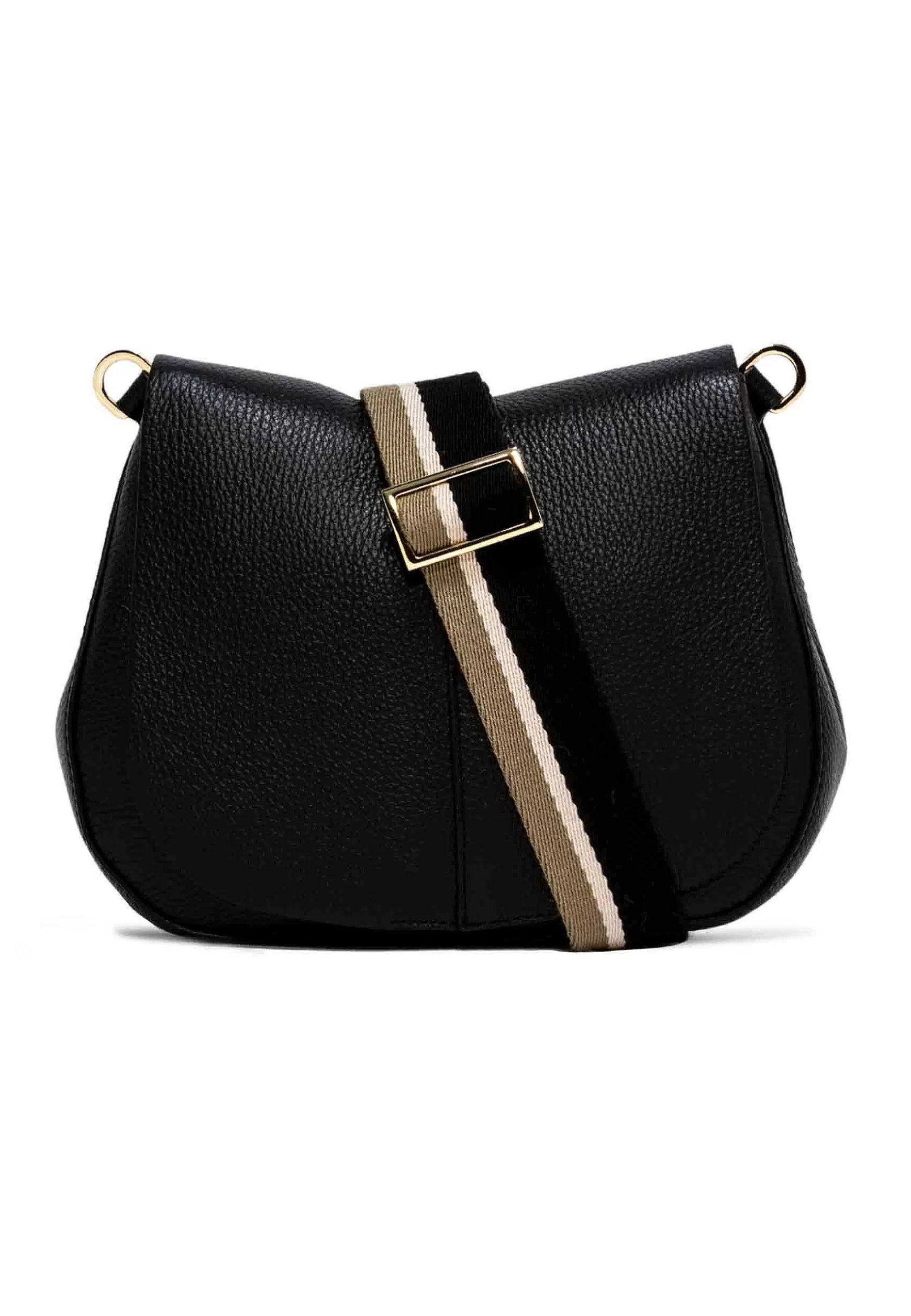Borsa Donna A Spalla Helena Round In Pelle Nera Con Doppia Tracolla*Gianni Chiarini New
