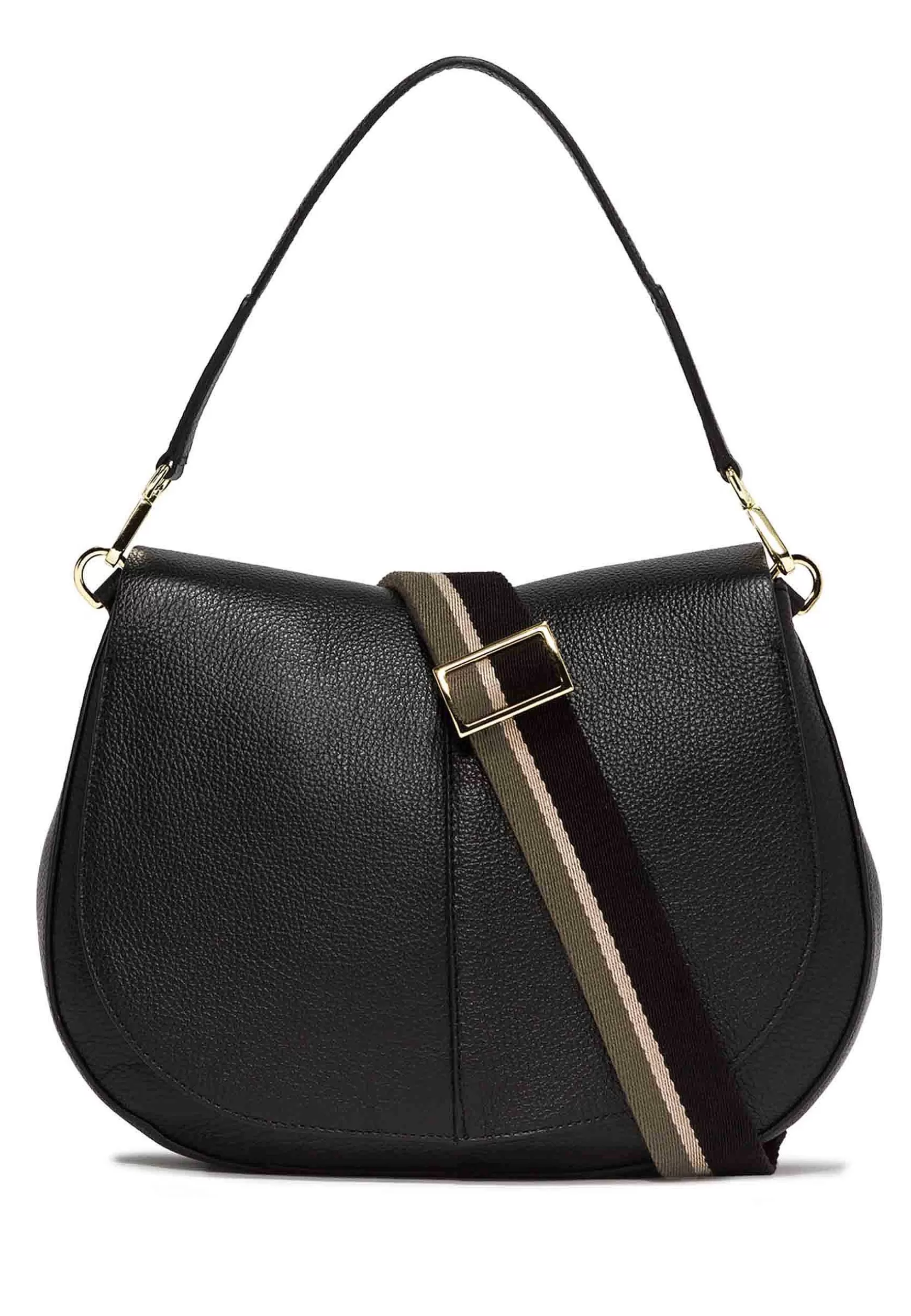 Borsa Donna A Spalla Helena Round In Pelle Nera Con Manico In Pelle E Tracolla In Tessuto*Gianni Chiarini Shop