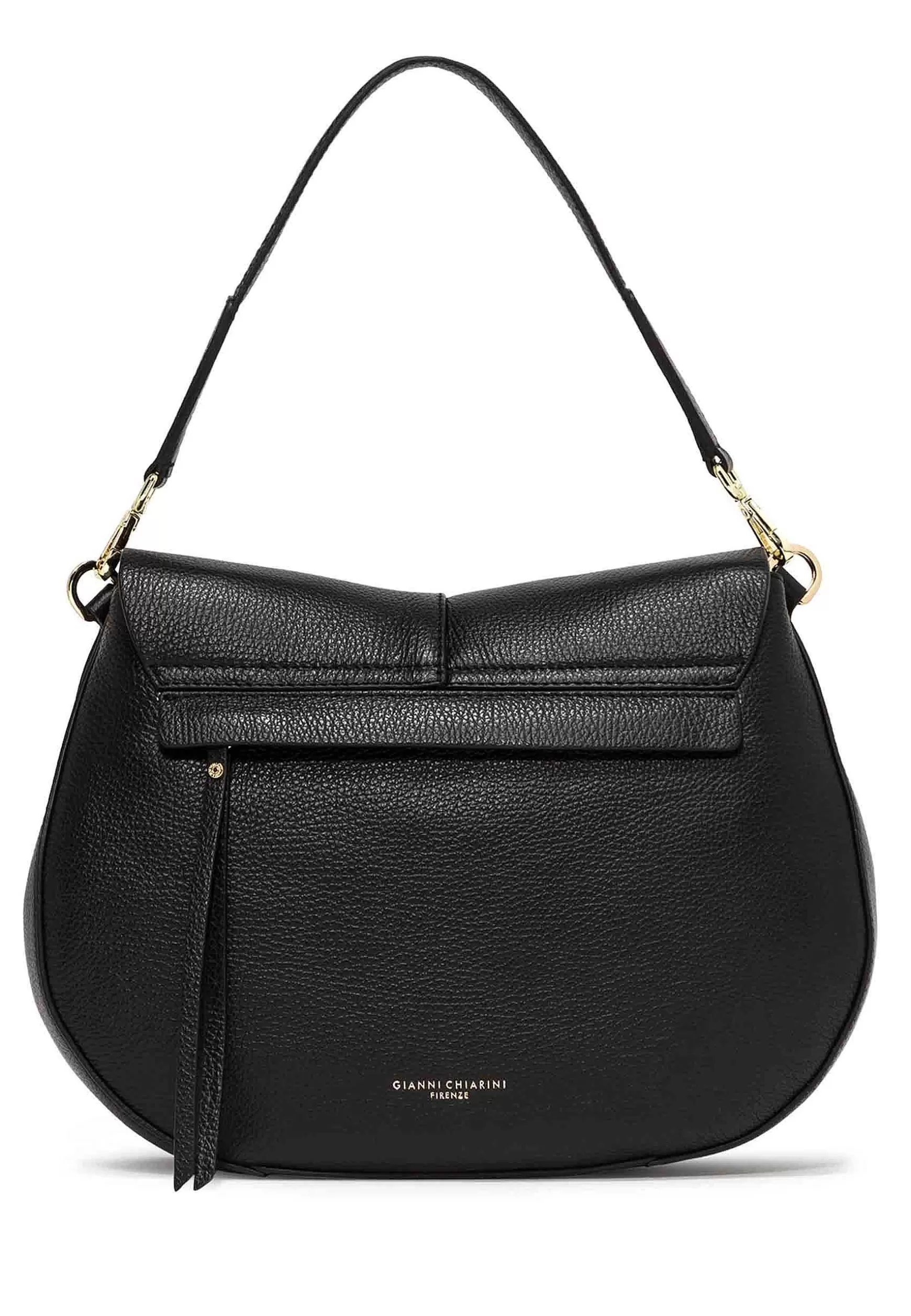 Borsa Donna A Spalla Helena Round In Pelle Nera Con Manico In Pelle E Tracolla In Tessuto*Gianni Chiarini Shop