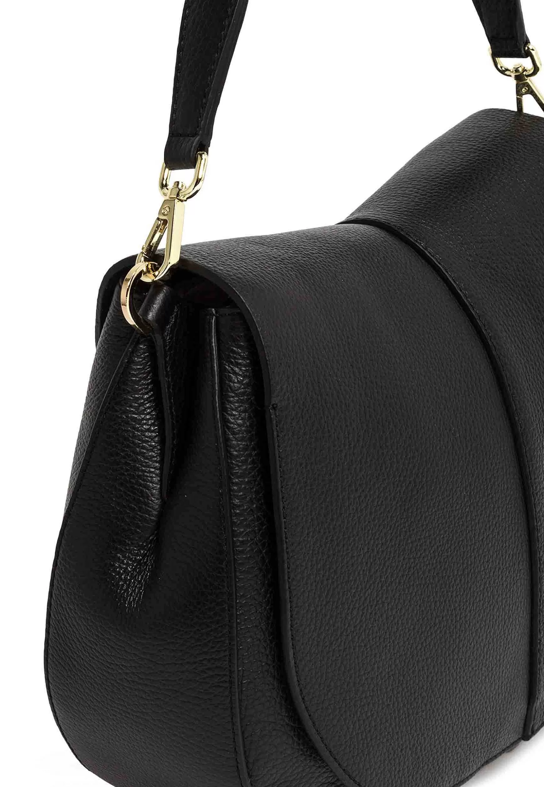 Borsa Donna A Spalla Helena Round In Pelle Nera Con Manico In Pelle E Tracolla In Tessuto*Gianni Chiarini Shop