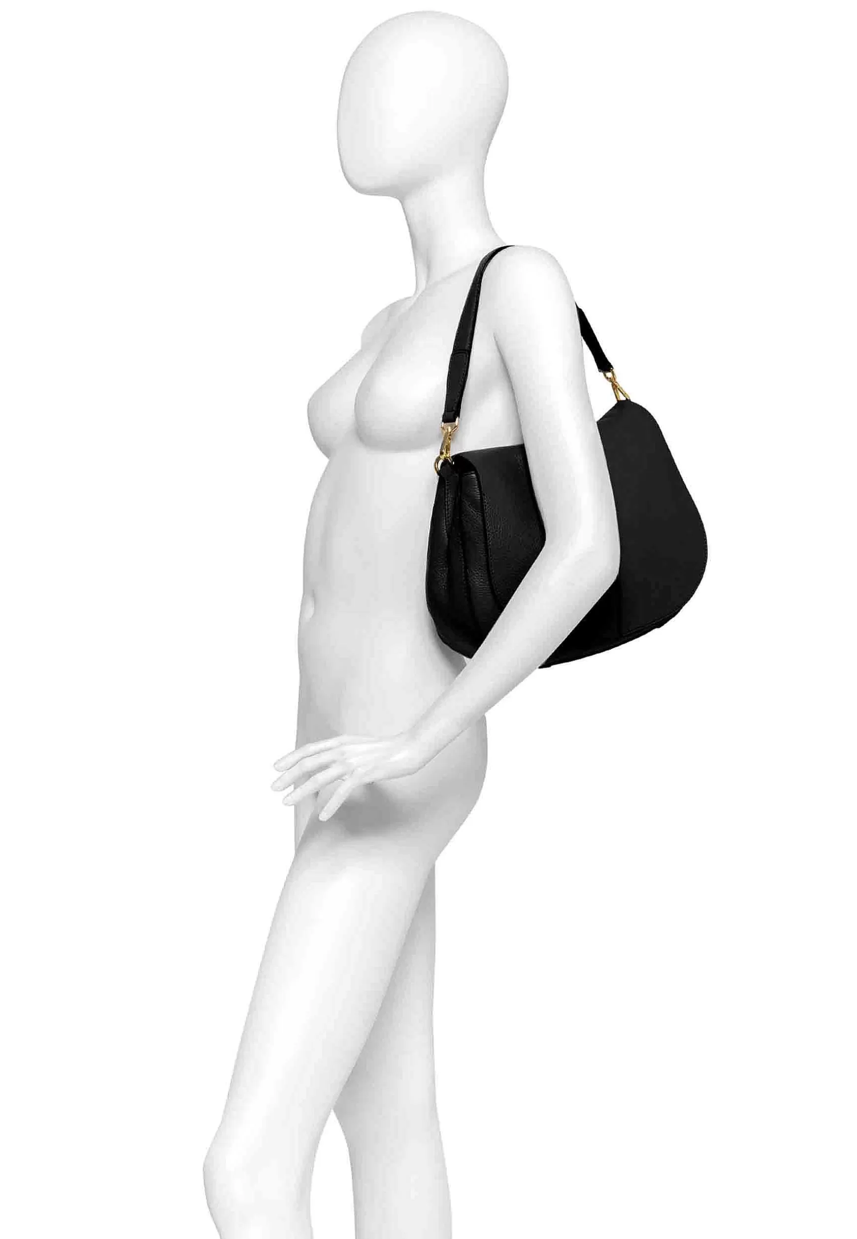 Borsa Donna A Spalla Helena Round In Pelle Nera Con Manico In Pelle E Tracolla In Tessuto*Gianni Chiarini Shop