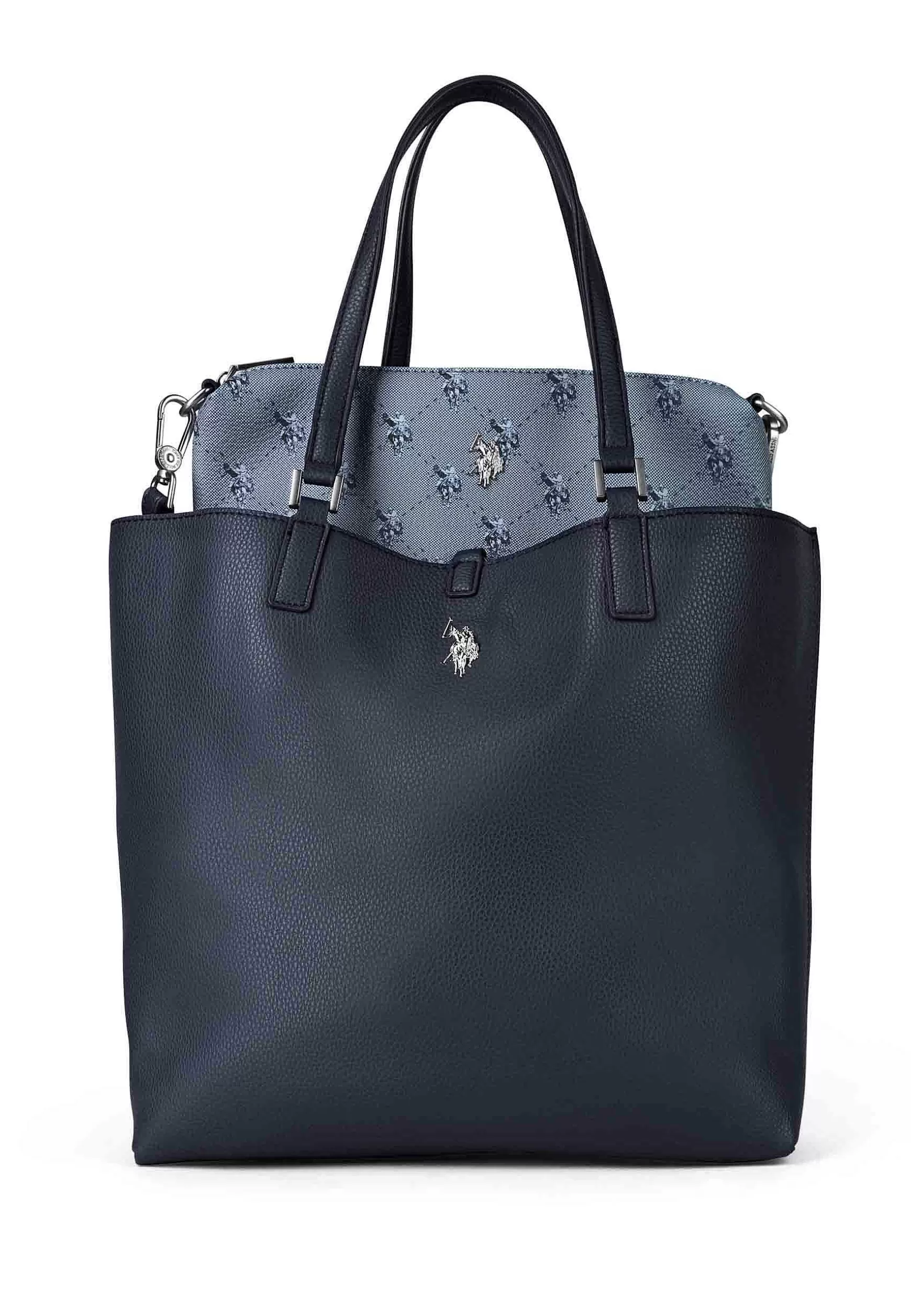 Borsa Donna A Spalla In Eco Pelle Blu Con Doppi Manici Malibu Large Shopping*U.S. Polo Assn Flash Sale
