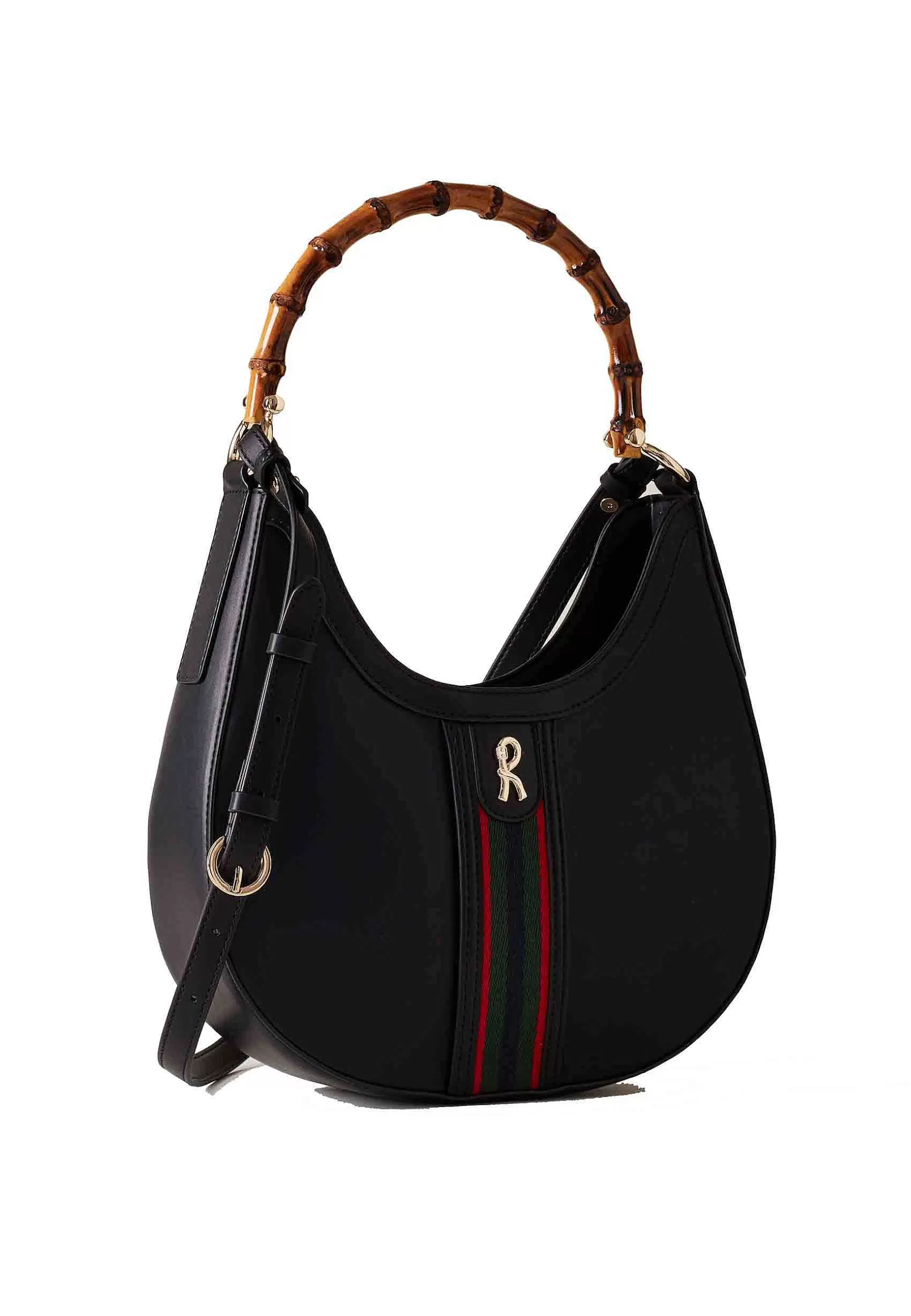 Borsa Donna A Spalla In Eco Pelle Nera Con Manico In Bamboo*Roberta di Camerino Best Sale