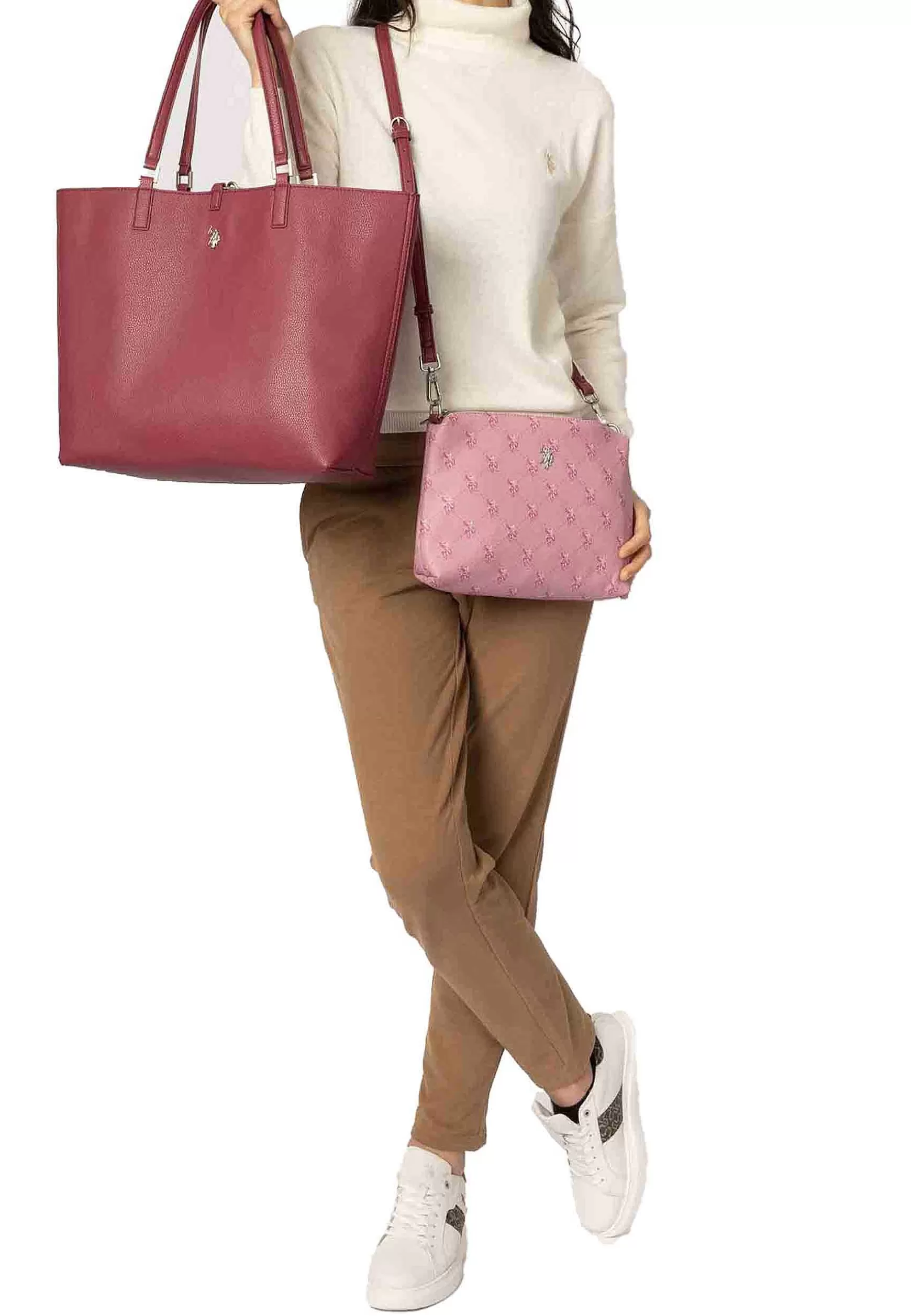 Borsa Donna A Spalla In Eco Pelle Viola Con Doppi Manici Malibu Large Shopping*U.S. Polo Assn Clearance