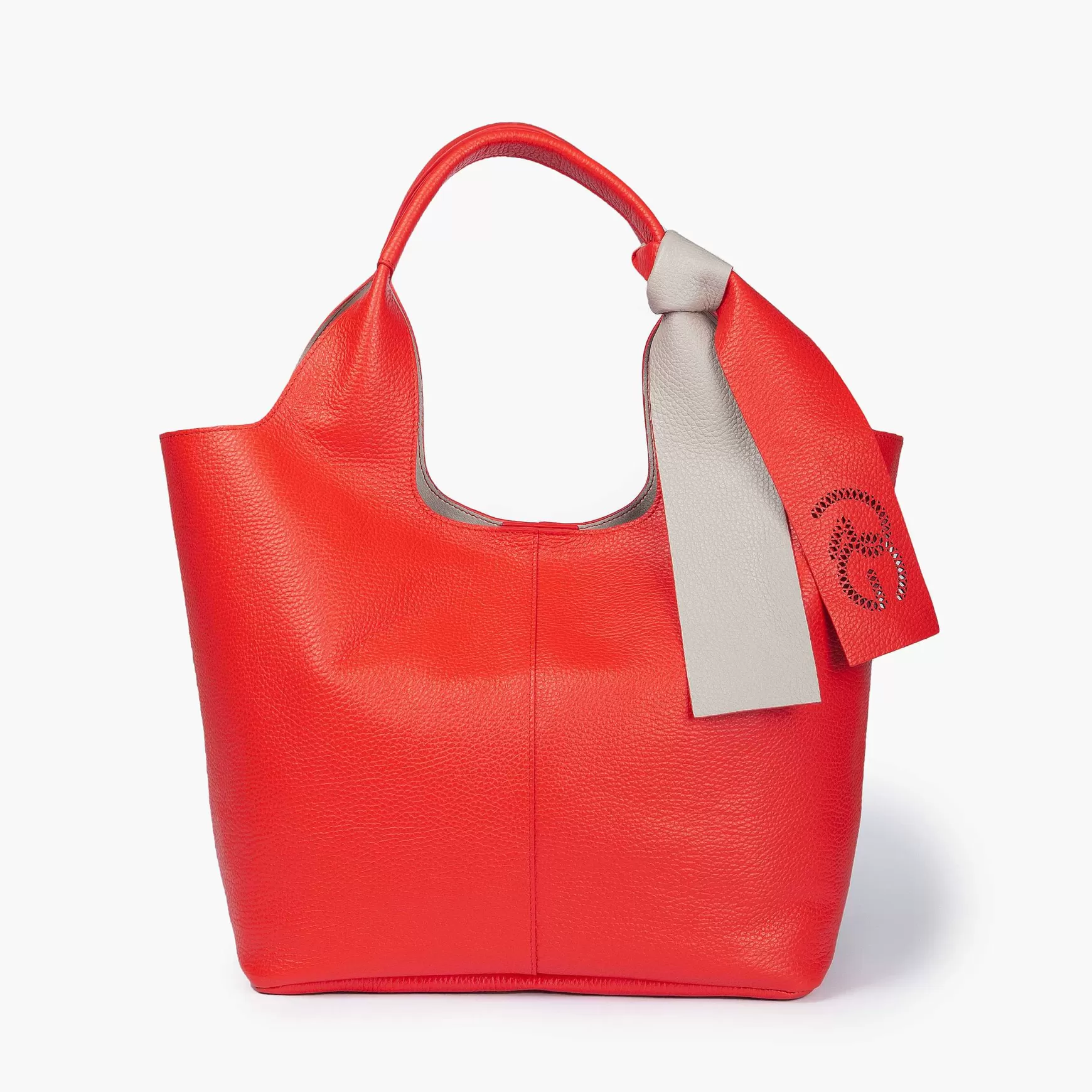 Borsa Donna A Spalla In Pelle Corallo Morbida Con Accessorio Bicolore*Roberta Gandolfi Fashion