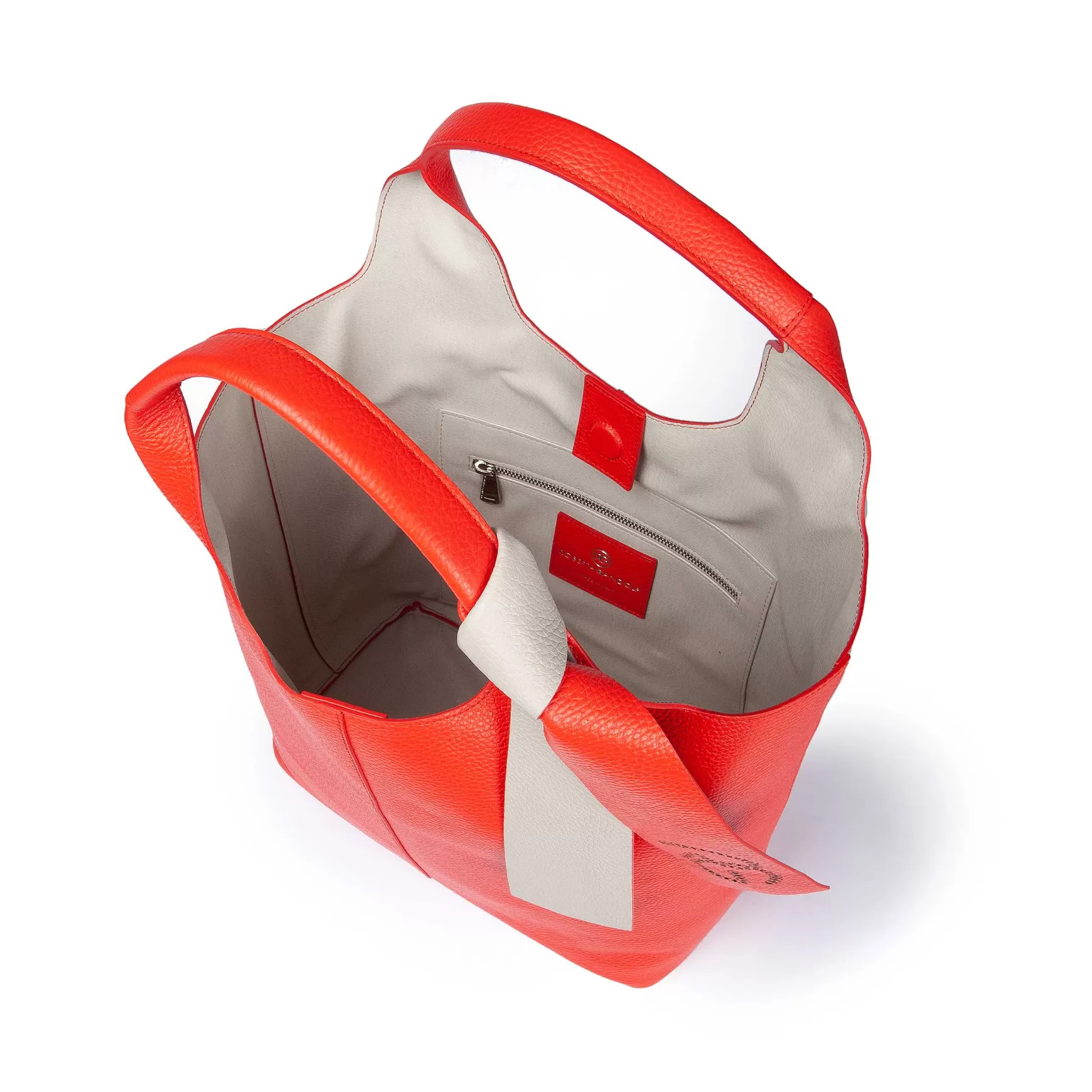Borsa Donna A Spalla In Pelle Corallo Morbida Con Accessorio Bicolore*Roberta Gandolfi Fashion