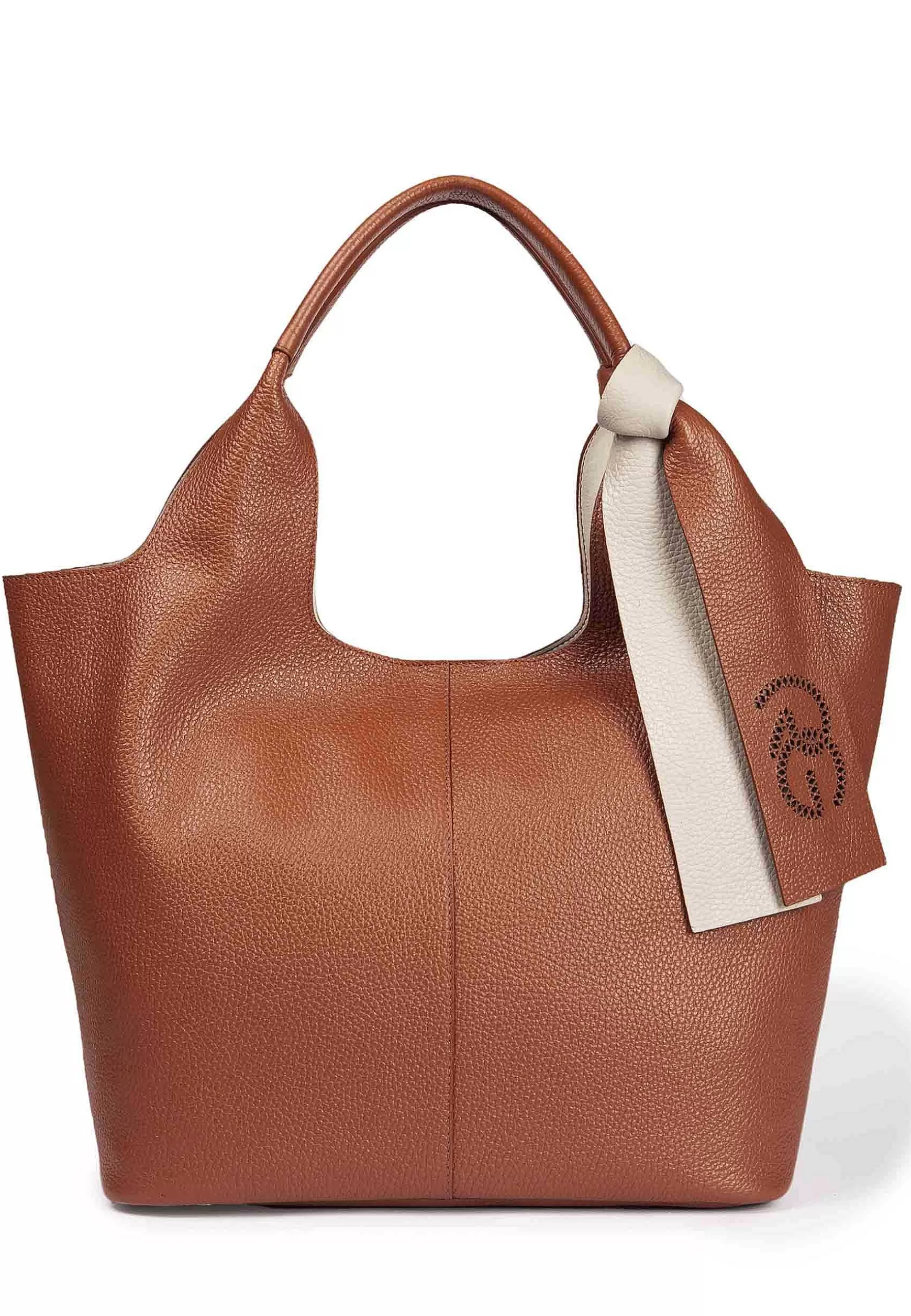 Borsa Donna A Spalla In Pelle Cuoio Morbida Con Accessorio Bicolore*Roberta Gandolfi Flash Sale