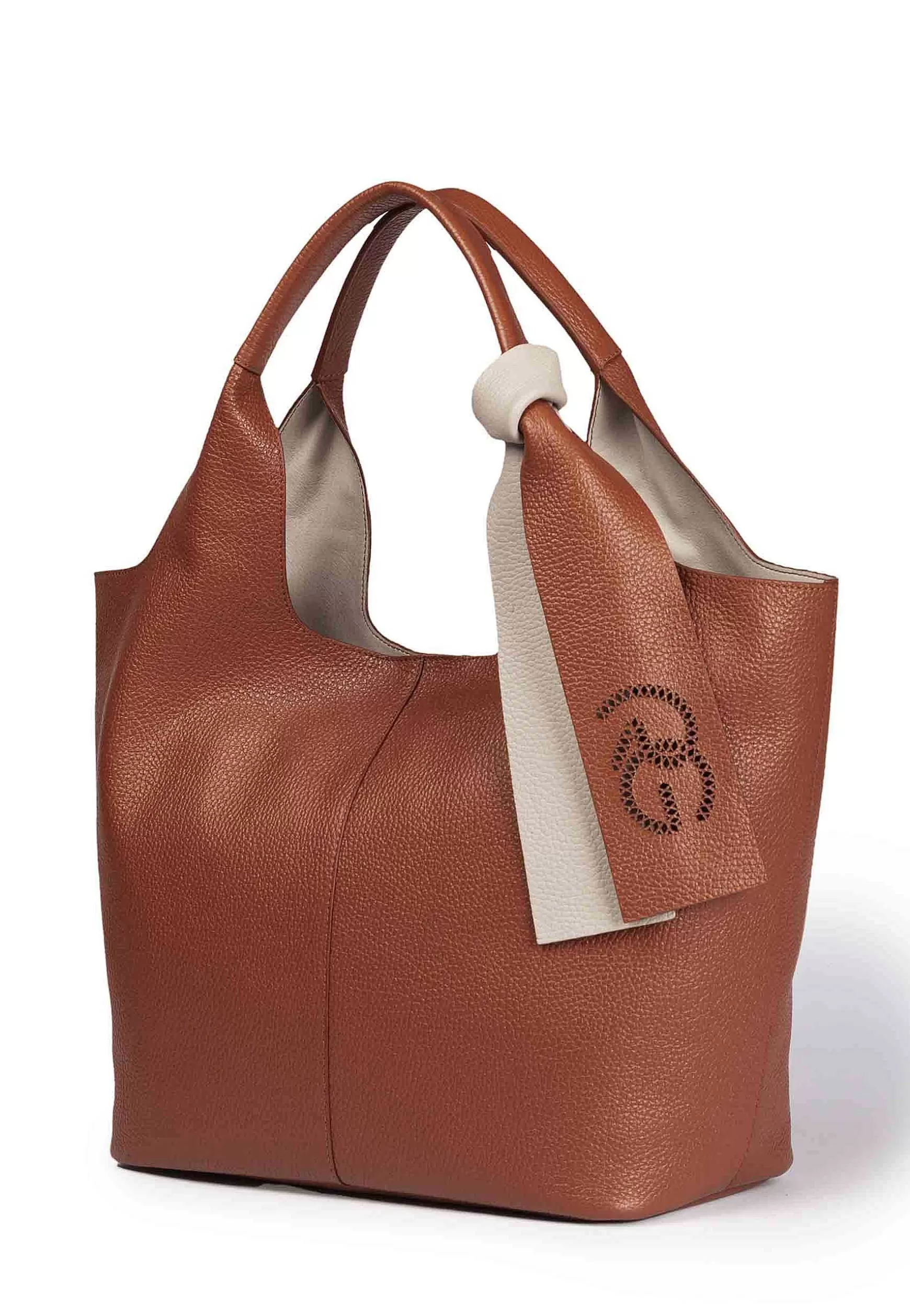 Borsa Donna A Spalla In Pelle Cuoio Morbida Con Accessorio Bicolore*Roberta Gandolfi Flash Sale