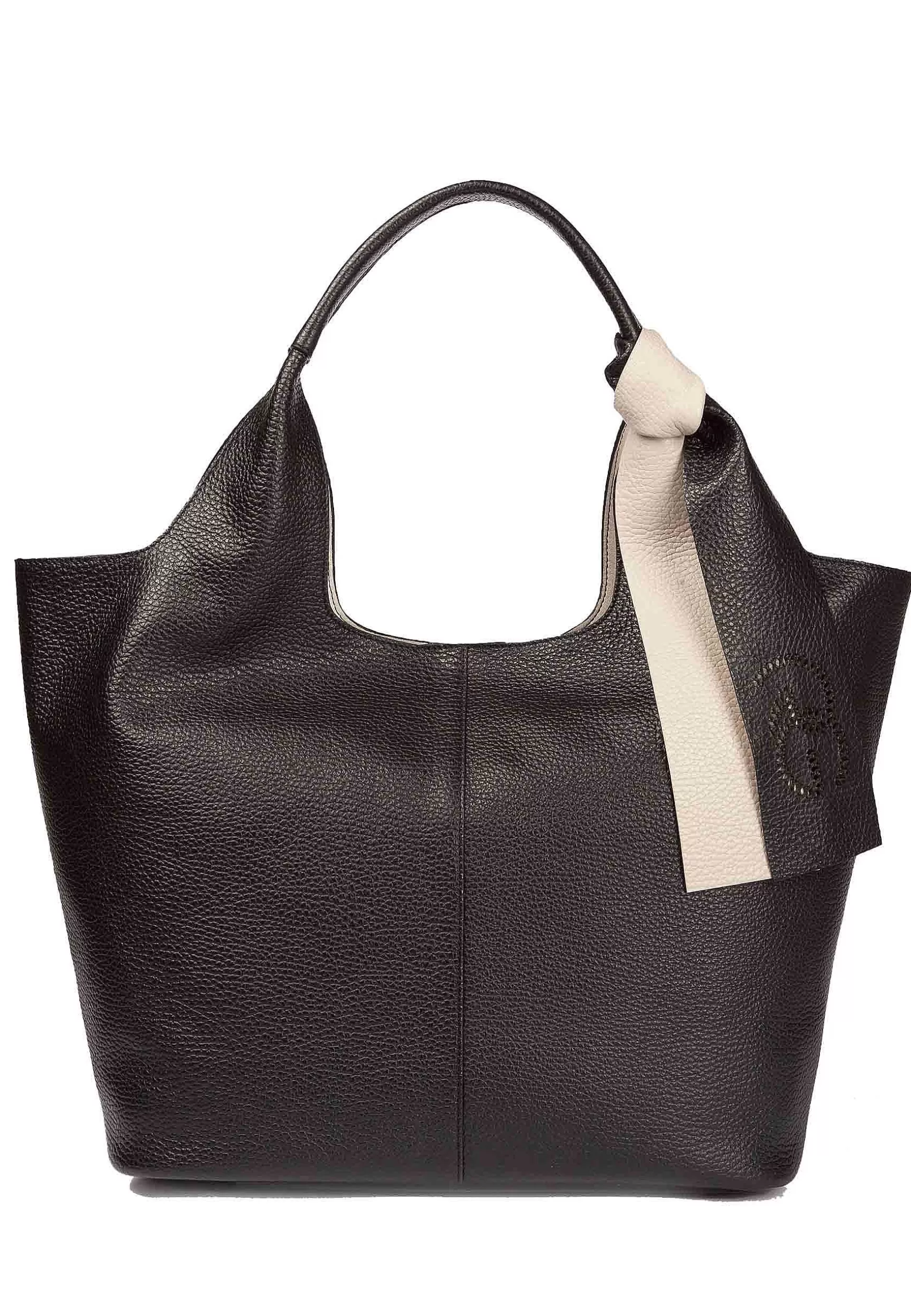 Borsa Donna A Spalla In Pelle Nera Morbida Con Accessorio Bicolore*Roberta Gandolfi Cheap
