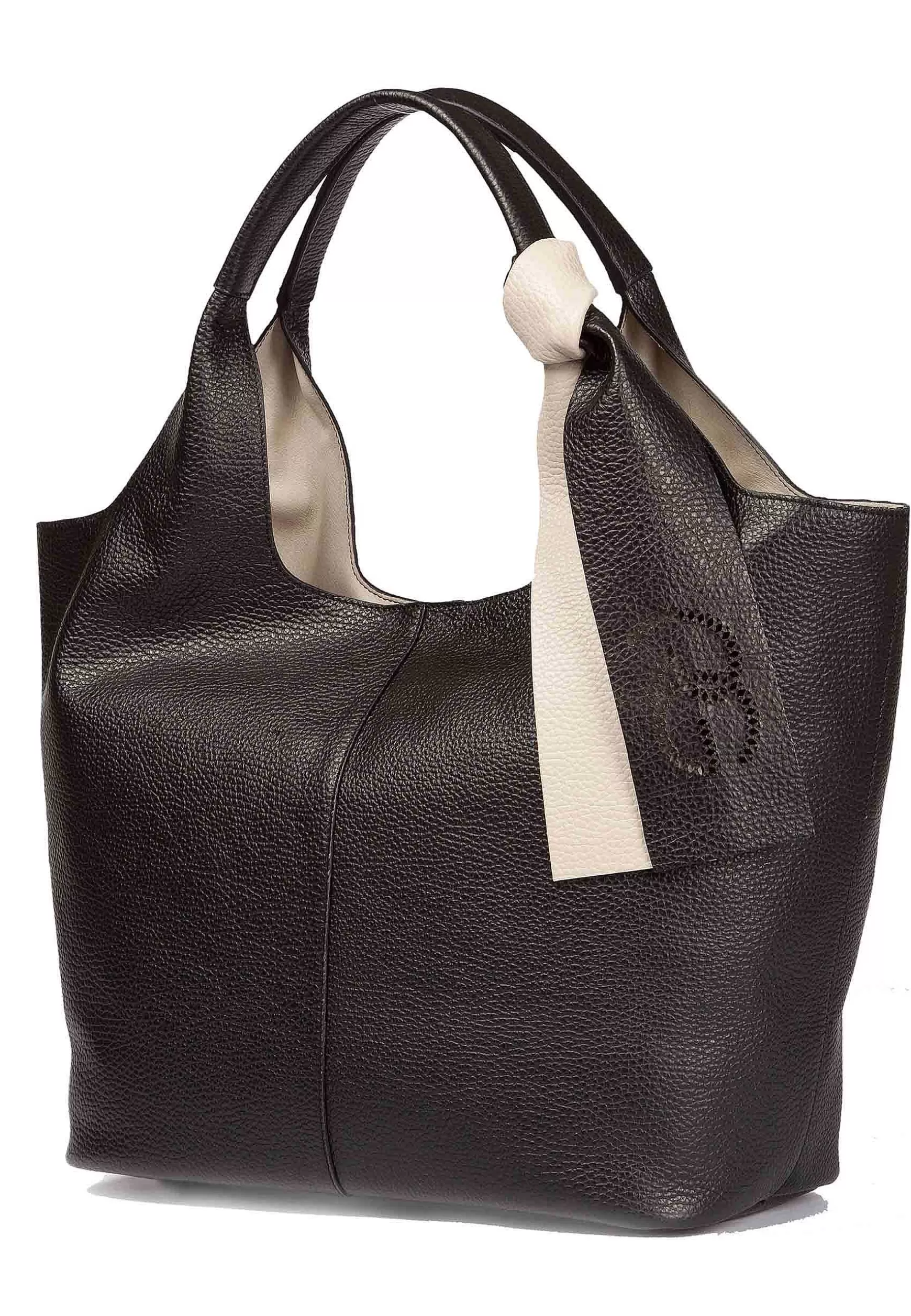 Borsa Donna A Spalla In Pelle Nera Morbida Con Accessorio Bicolore*Roberta Gandolfi Cheap