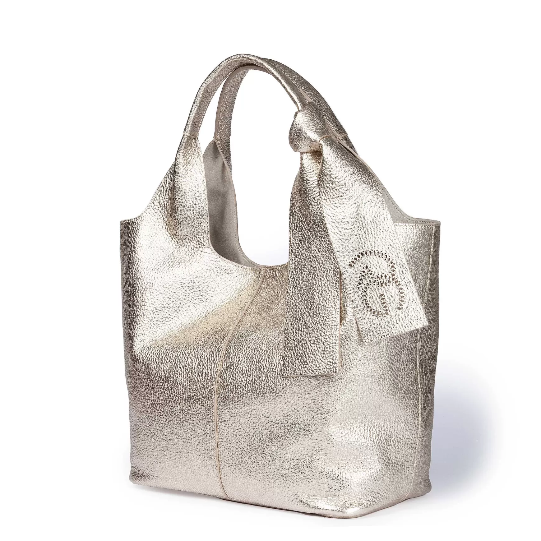 Borsa Donna A Spalla In Pelle Paltino Morbida Con Accessorio Bicolore*Roberta Gandolfi New
