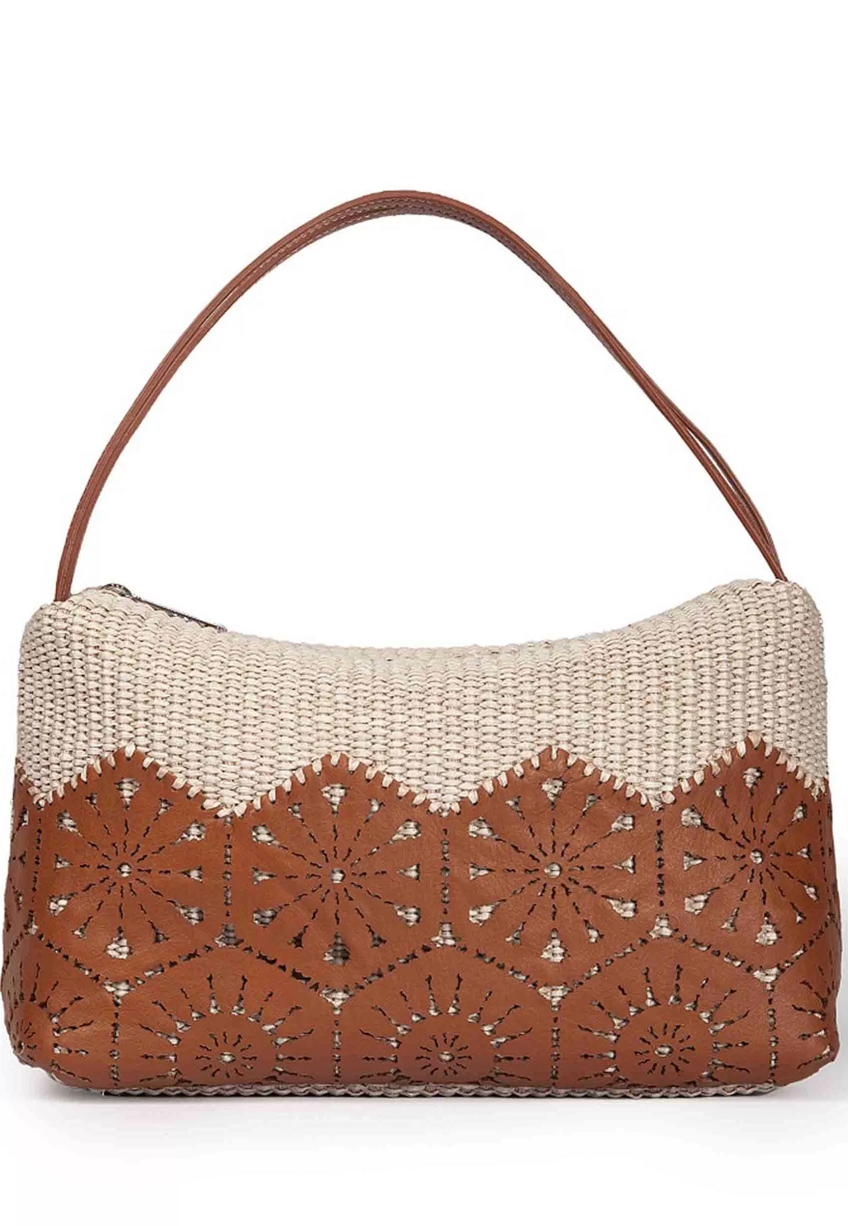 Borsa Donna A Spalla In Tessuto E Pelle Cuoio Con Doppi Manici*Roberta Gandolfi Discount