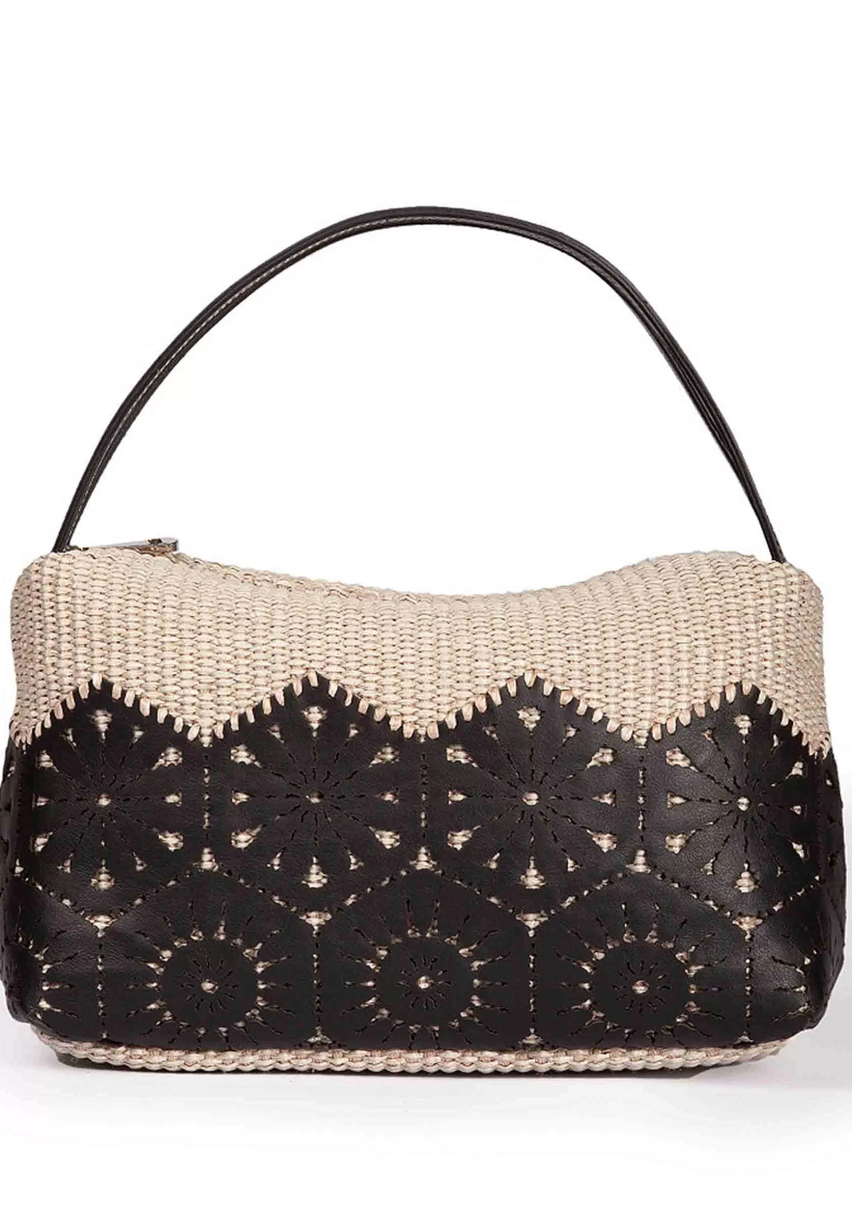 Borsa Donna A Spalla In Tessuto E Pelle Cuoio Con Doppi Manici*Roberta Gandolfi Store