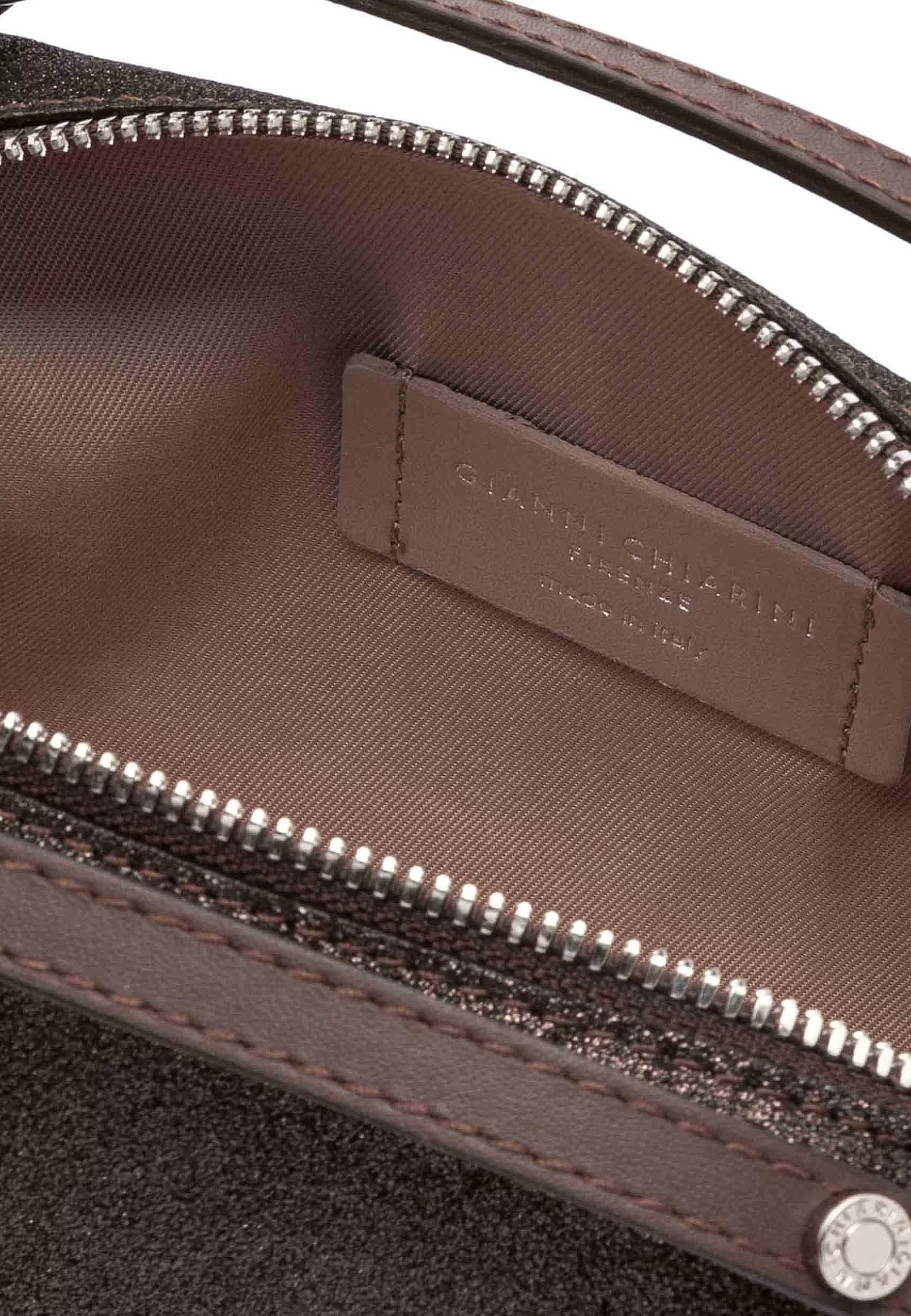 Borsa Donna A Tracolla Alifa In Camoscio Lame Testa Di Moro Con Tracolla In Tinta Removibile*Gianni Chiarini Fashion