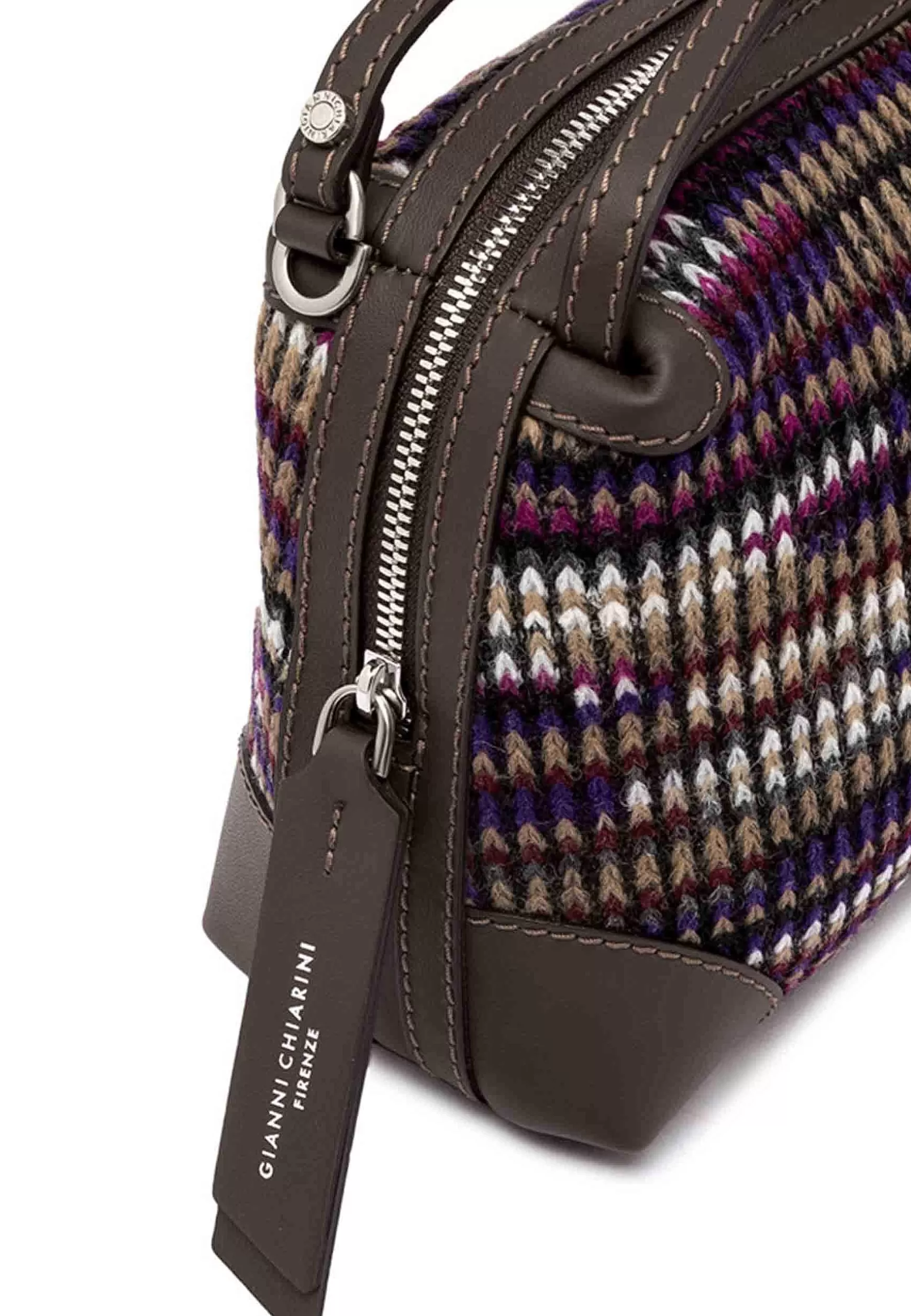 Borsa Donna A Tracolla Alifa In Pelle Testa Di Moro E Tessuto Con Manici E Tracolla In Tinta*Gianni Chiarini Best Sale