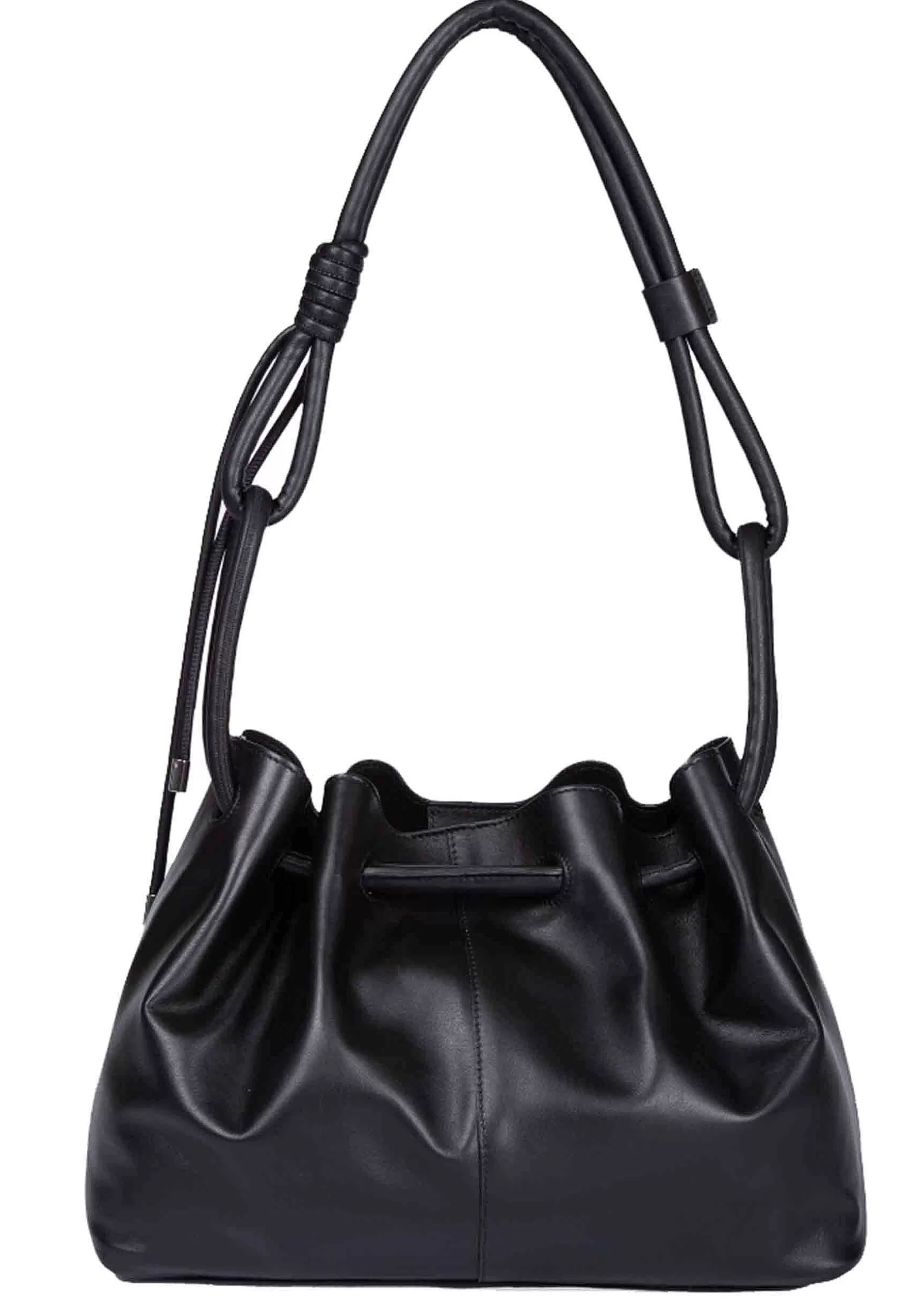 Borsa Donna A Tracolla In Pelle Nera Con Doppi Manici E Chiusura Coulisse*Roberta Gandolfi Store