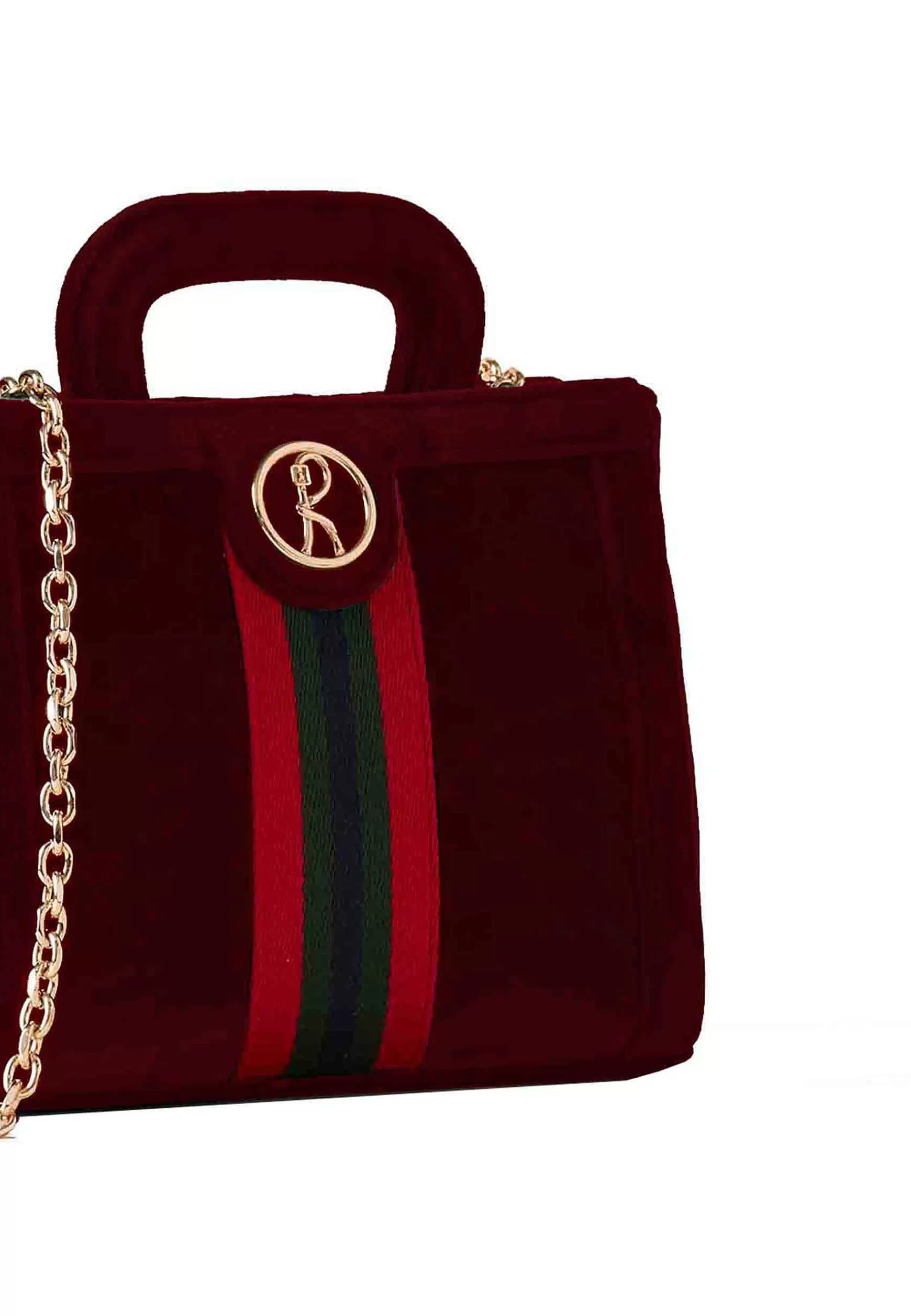 Borsa Donna A Tracolla In Velluto Rosso Con Manico E Catena*Roberta di Camerino Clearance