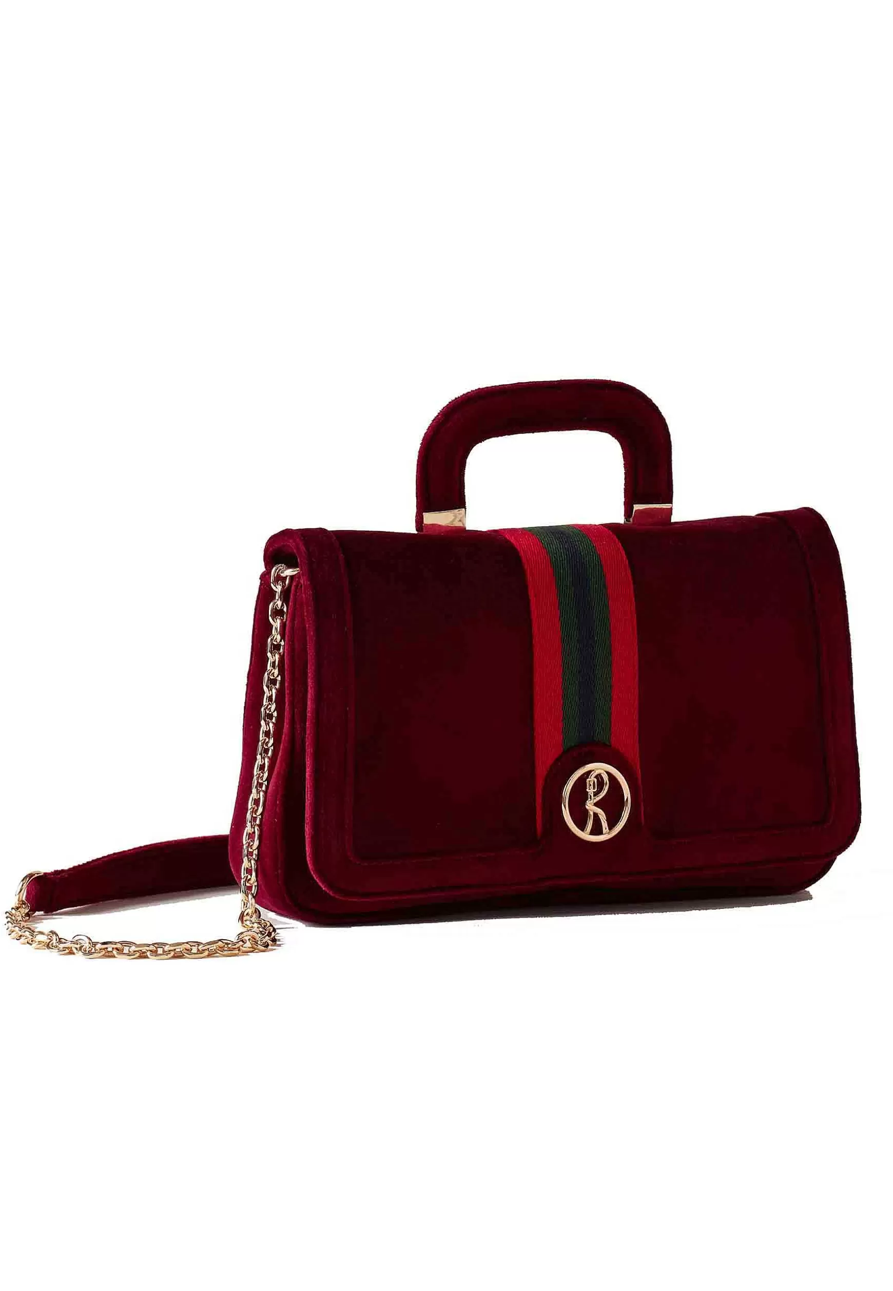 Borsa Donna A Tracolla In Velluto Rosso Con Patta E Catena*Roberta di Camerino Best