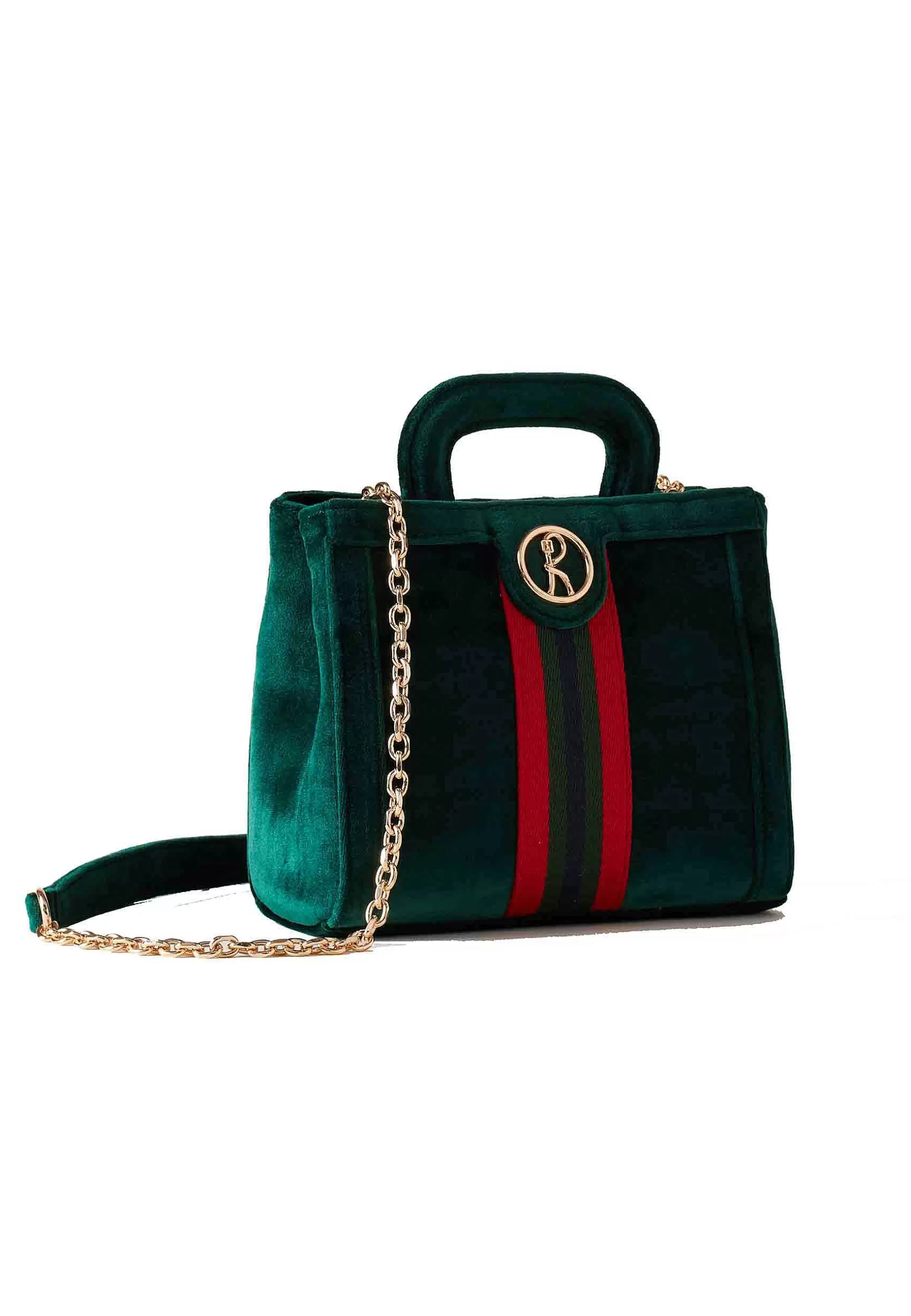 Borsa Donna A Tracolla In Velluto Verde Con Manico E Catena*Roberta di Camerino New