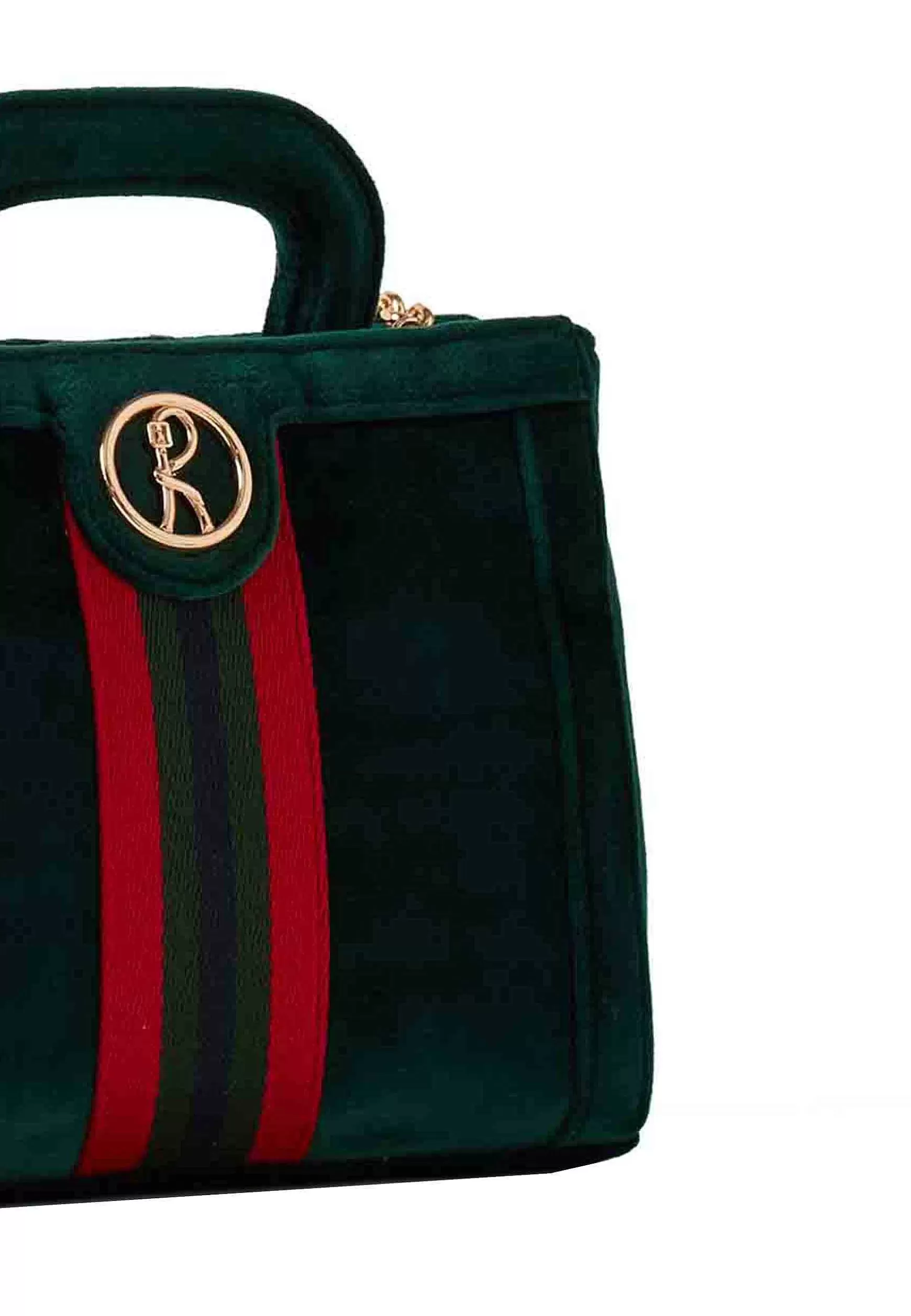 Borsa Donna A Tracolla In Velluto Verde Con Manico E Catena*Roberta di Camerino New