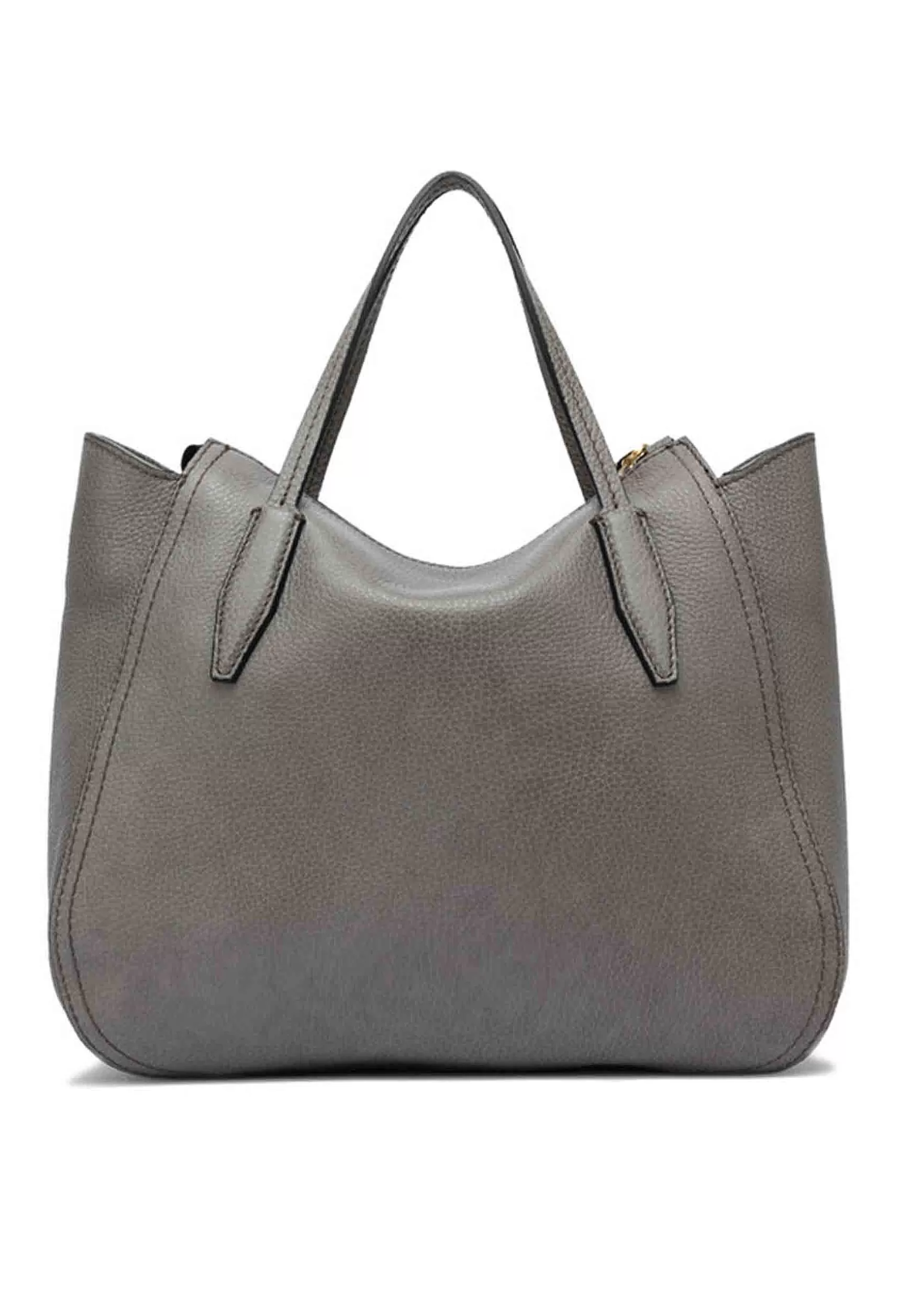 Borsa Donna A Tracolla Megan In Pelle Grigia Con Doppi Manici In Pelle E Tracolla In Tessuto Spigato*Gianni Chiarini Discount