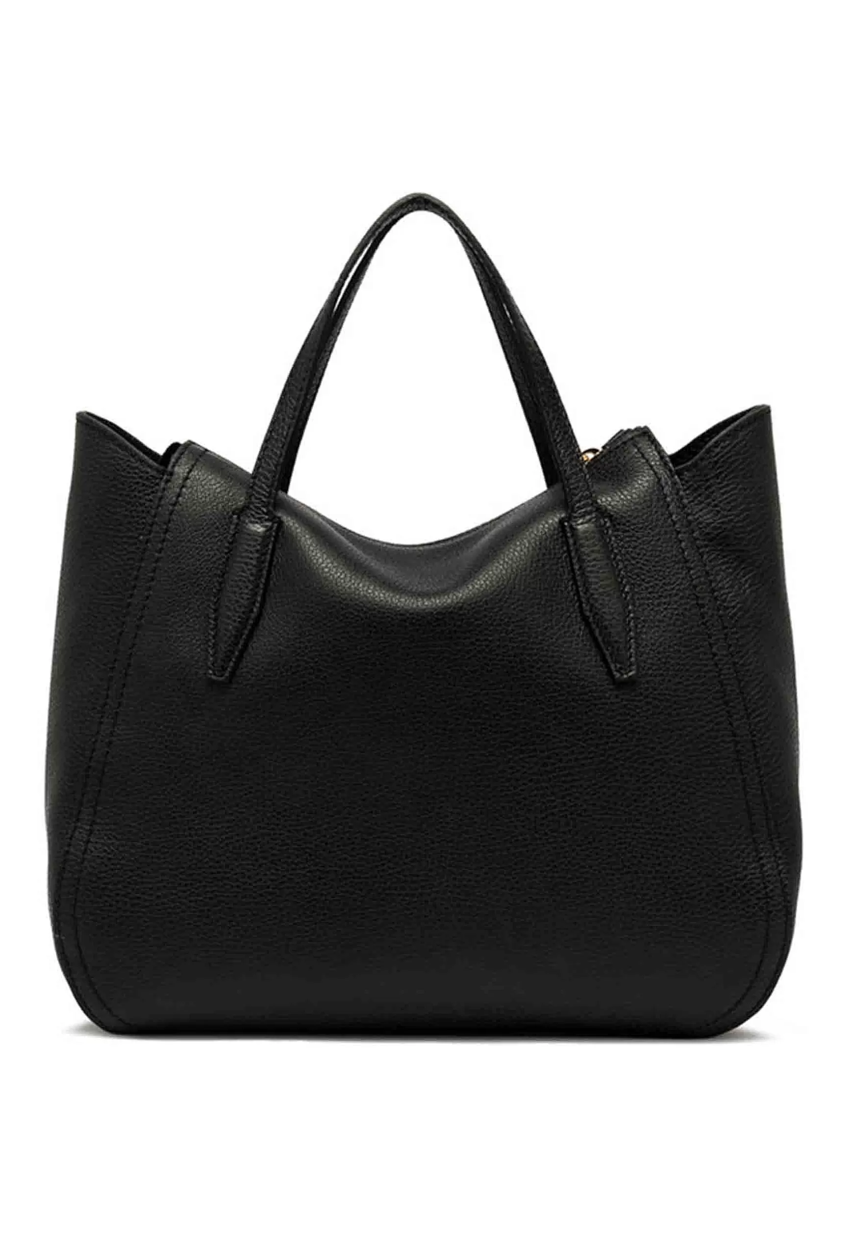 Borsa Donna A Tracolla Megan In Pelle Nera Con Doppi Manici In Pelle E Tracolla In Tessuto Spigato*Gianni Chiarini New