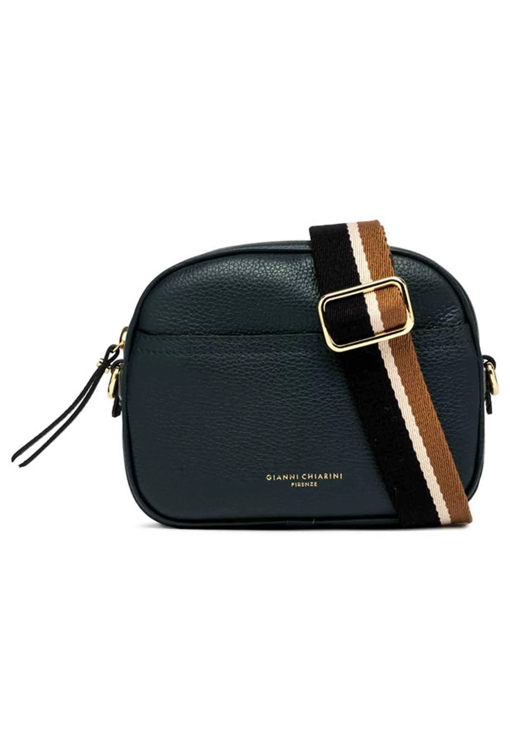 Borsa Donna A Tracolla Nina In Pelle Verde Con Tracolla In Tessuto Rigato*Gianni Chiarini New
