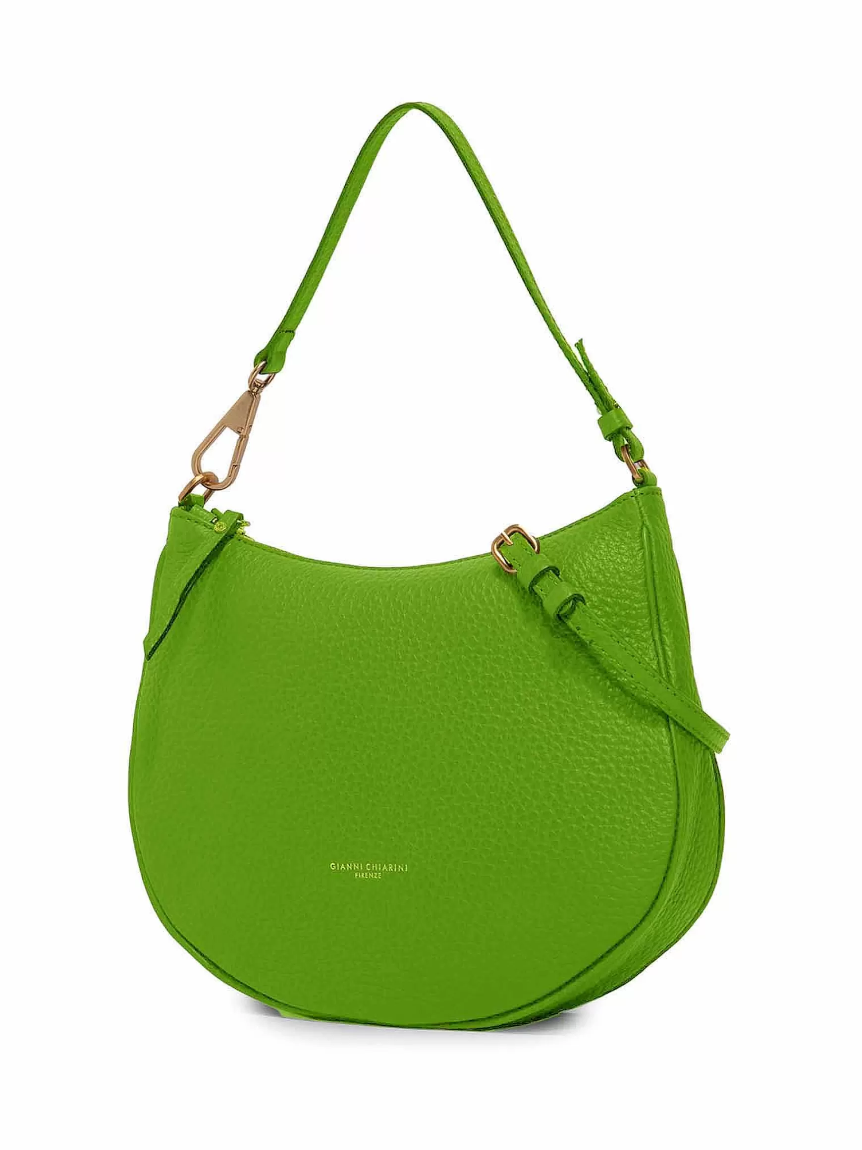 Borsa Donna Brook A Spalla In Pelle Verde Con Gancio Laterale In Oro E Doppie Tracolle*Gianni Chiarini Cheap