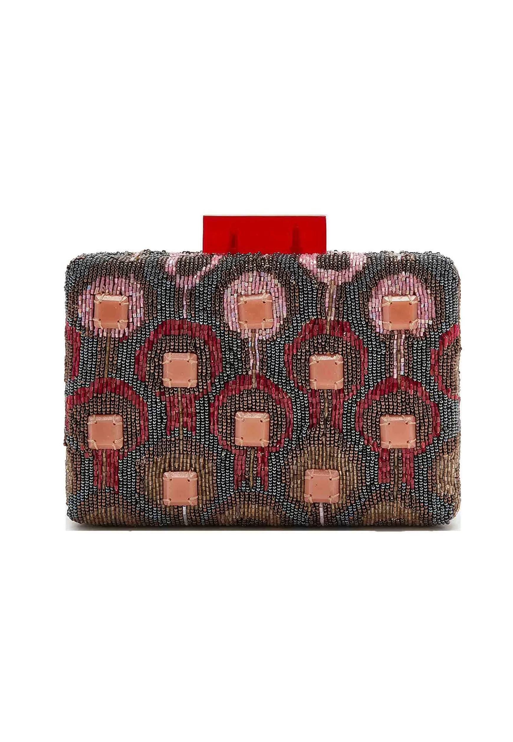 Borsa Donna Clutch Embroideries In Perline Rosa Con Tracolla In Catena*Maliparmi Hot