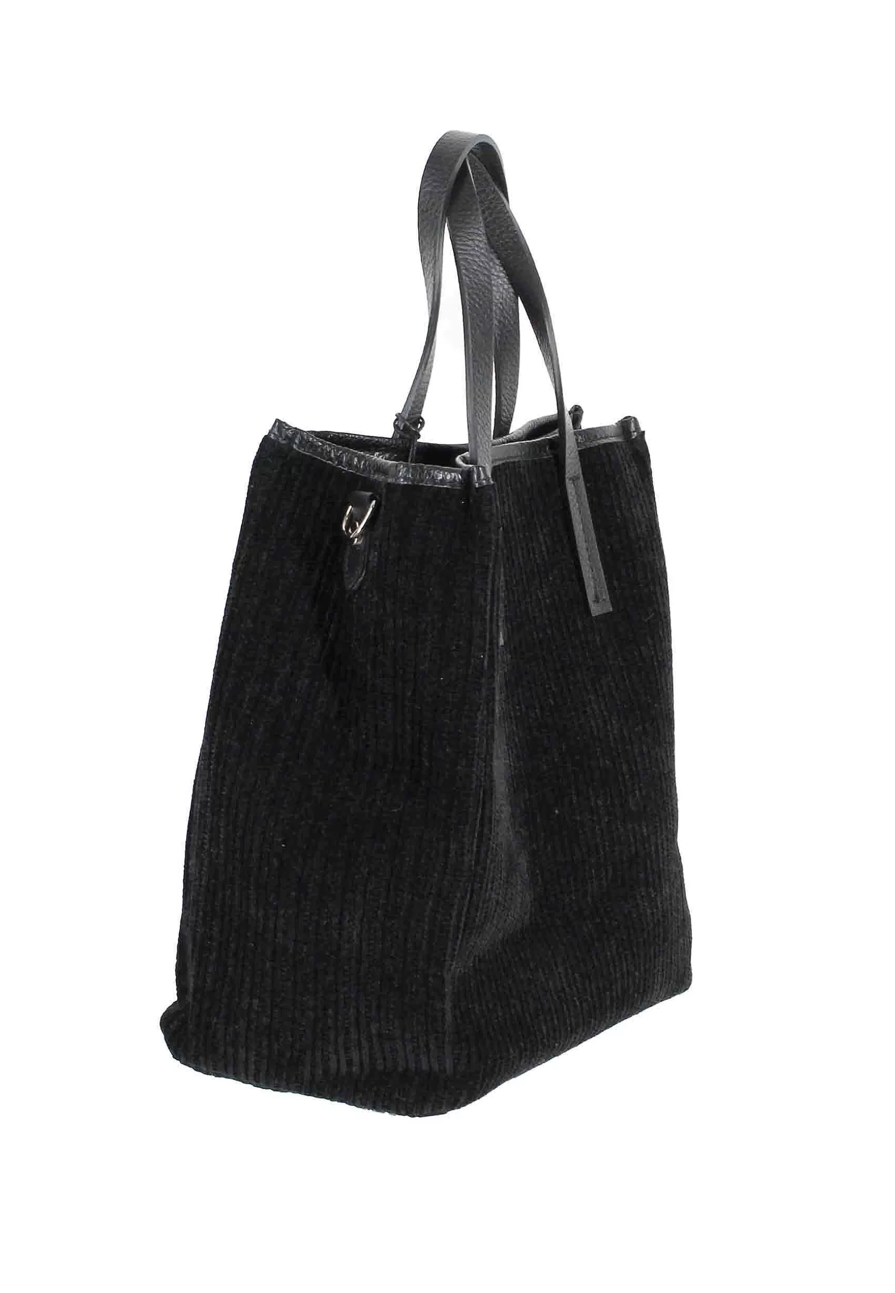 Borsa Donna Con Doppi Manici In Velluto Nero Con Tracolla*Kassiopea Shop