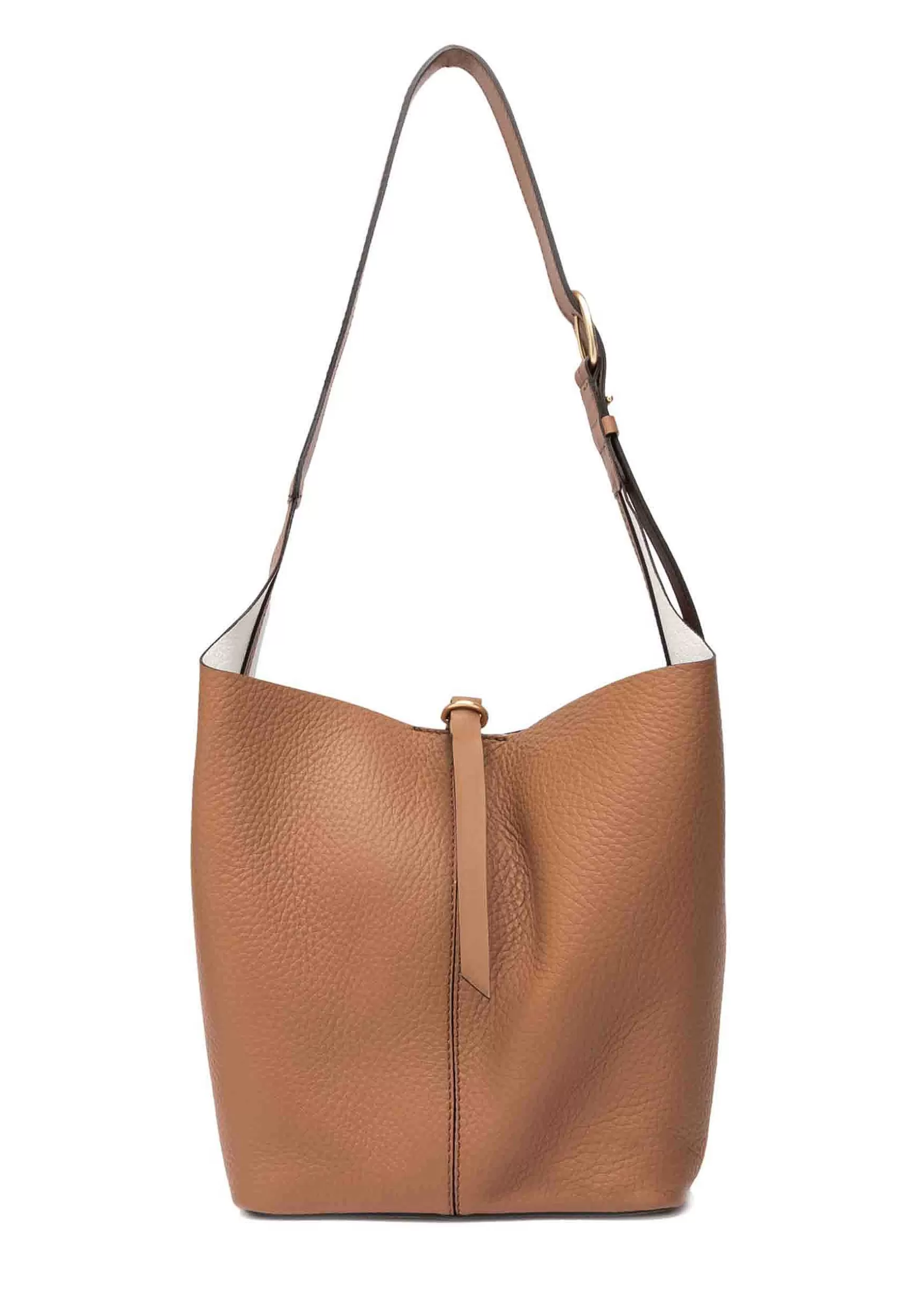 Borsa Donna Cora A Tracolla In Pelle Cuoio E Bianco Con Manico E Tracolla Removibile In Tessuto Naturale*Gianni Chiarini Discount