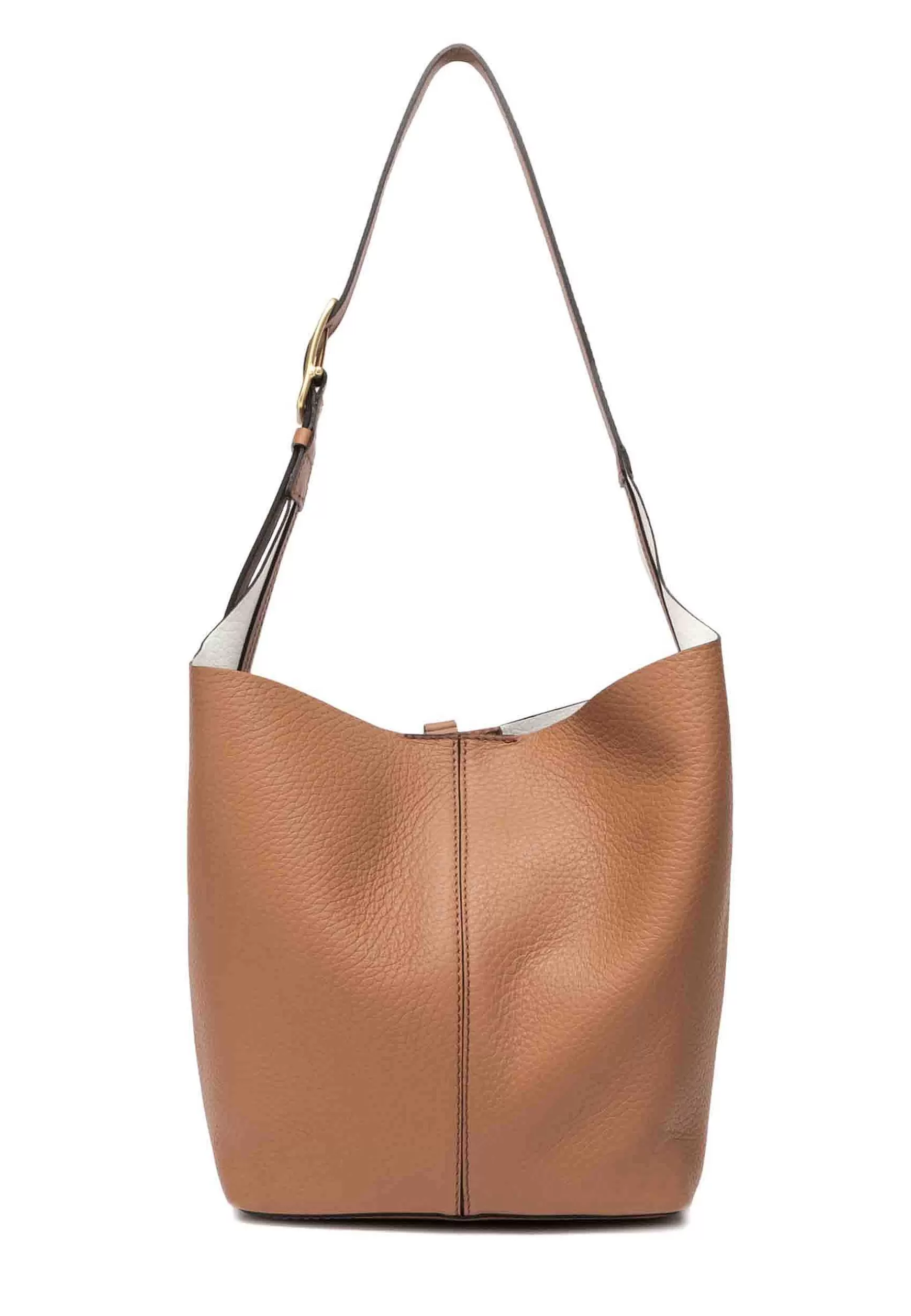 Borsa Donna Cora A Tracolla In Pelle Cuoio E Bianco Con Manico E Tracolla Removibile In Tessuto Naturale*Gianni Chiarini Discount