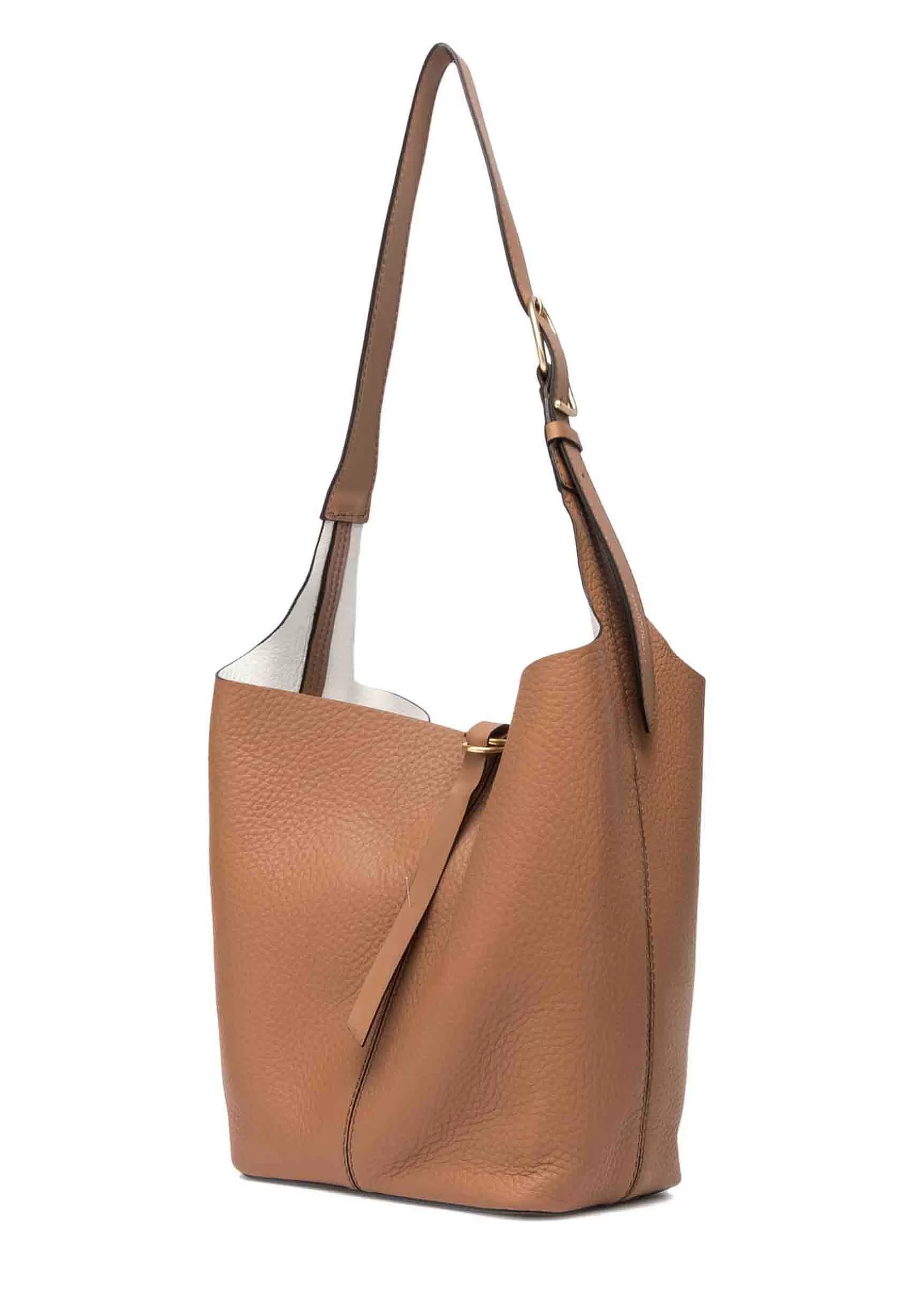 Borsa Donna Cora A Tracolla In Pelle Cuoio E Bianco Con Manico E Tracolla Removibile In Tessuto Naturale*Gianni Chiarini Discount