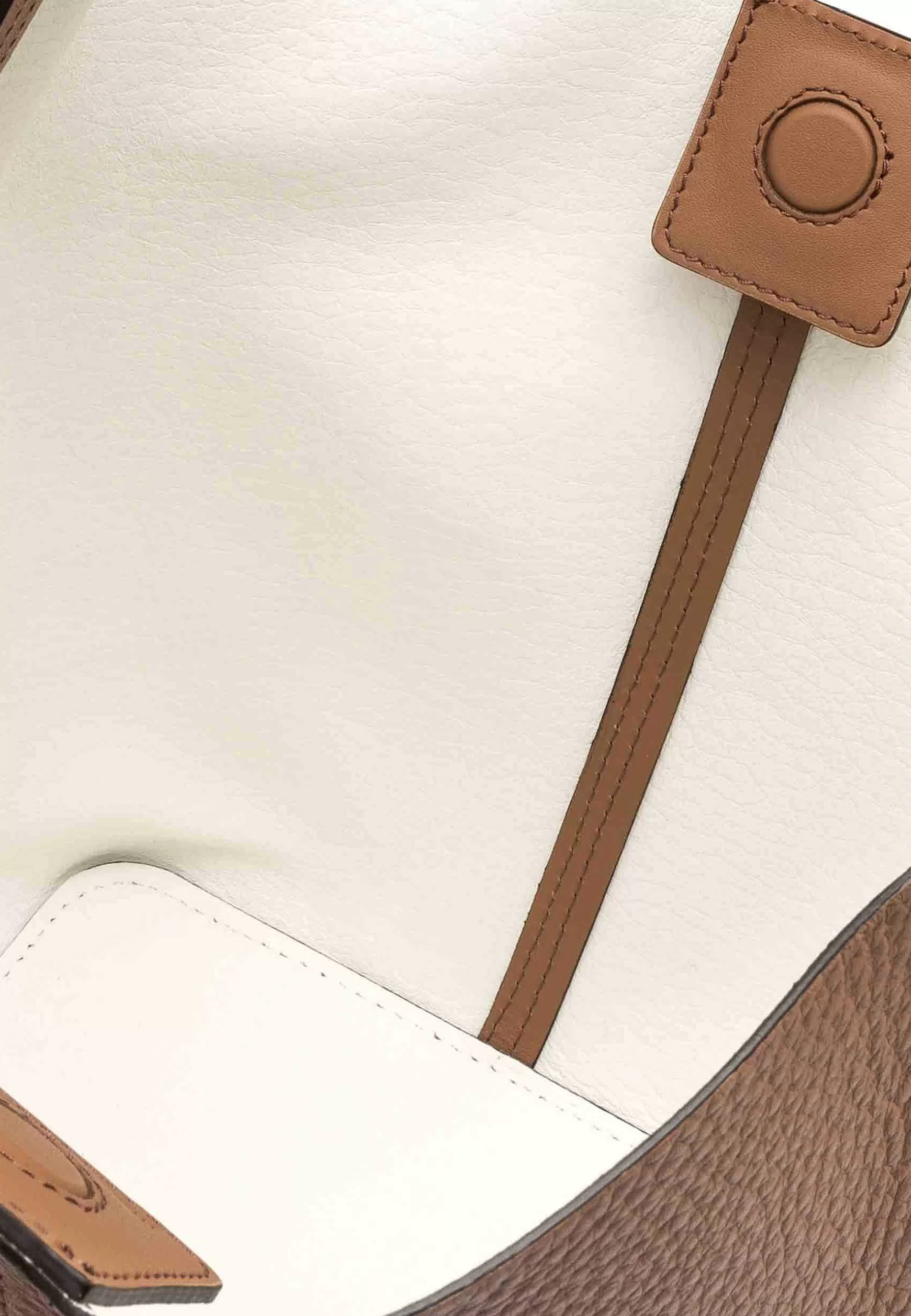 Borsa Donna Cora A Tracolla In Pelle Cuoio E Bianco Con Manico E Tracolla Removibile In Tessuto Naturale*Gianni Chiarini Discount