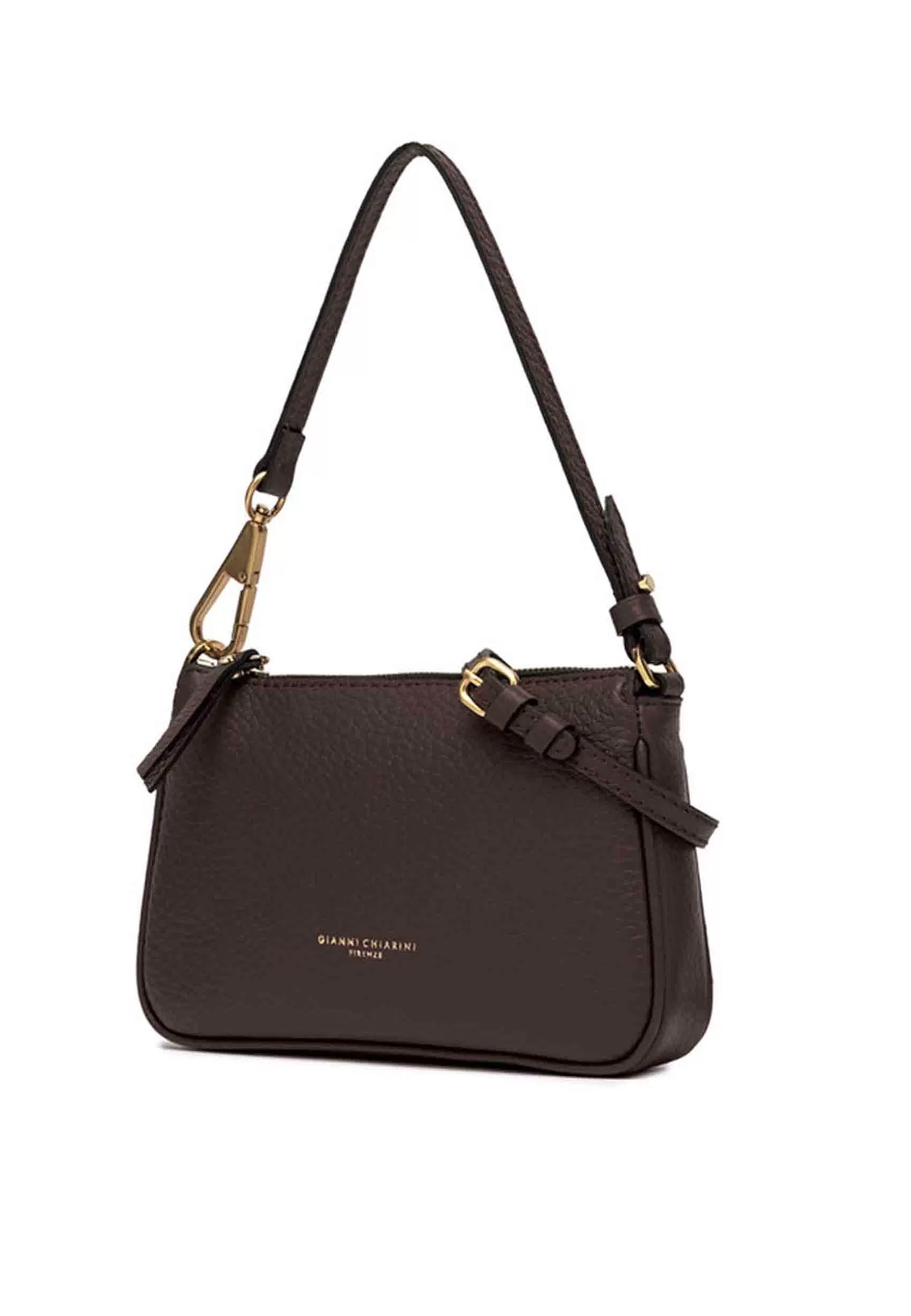 Borsa Donna Pochette A Spalla Brooke In Pelle Testa Di Moro Con Manico E Tracolla In Tinta*Gianni Chiarini Shop