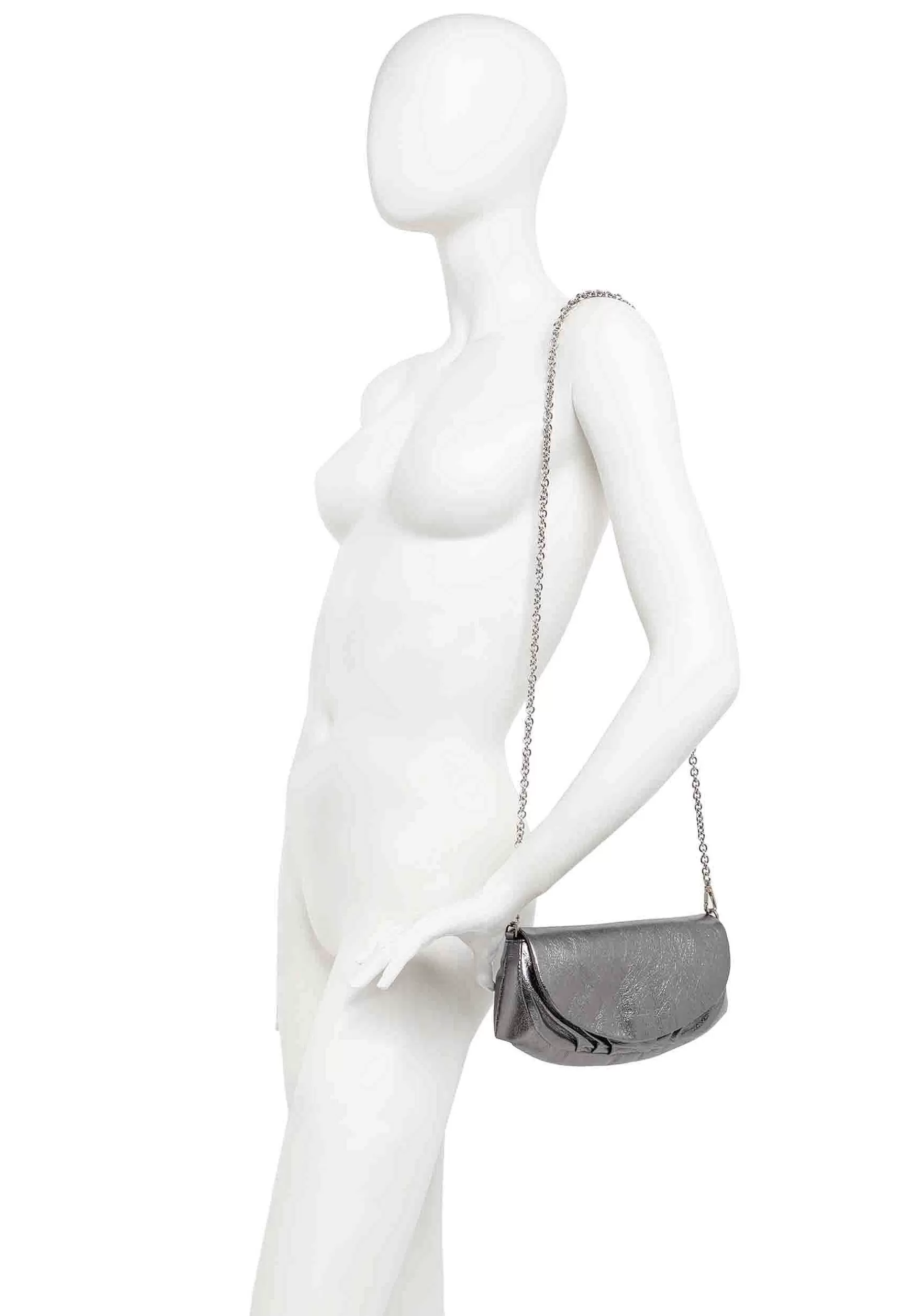 Borsa Donna Pochette A Tracolla Adele In Pelle Acciaio Con Catena*Gianni Chiarini Store