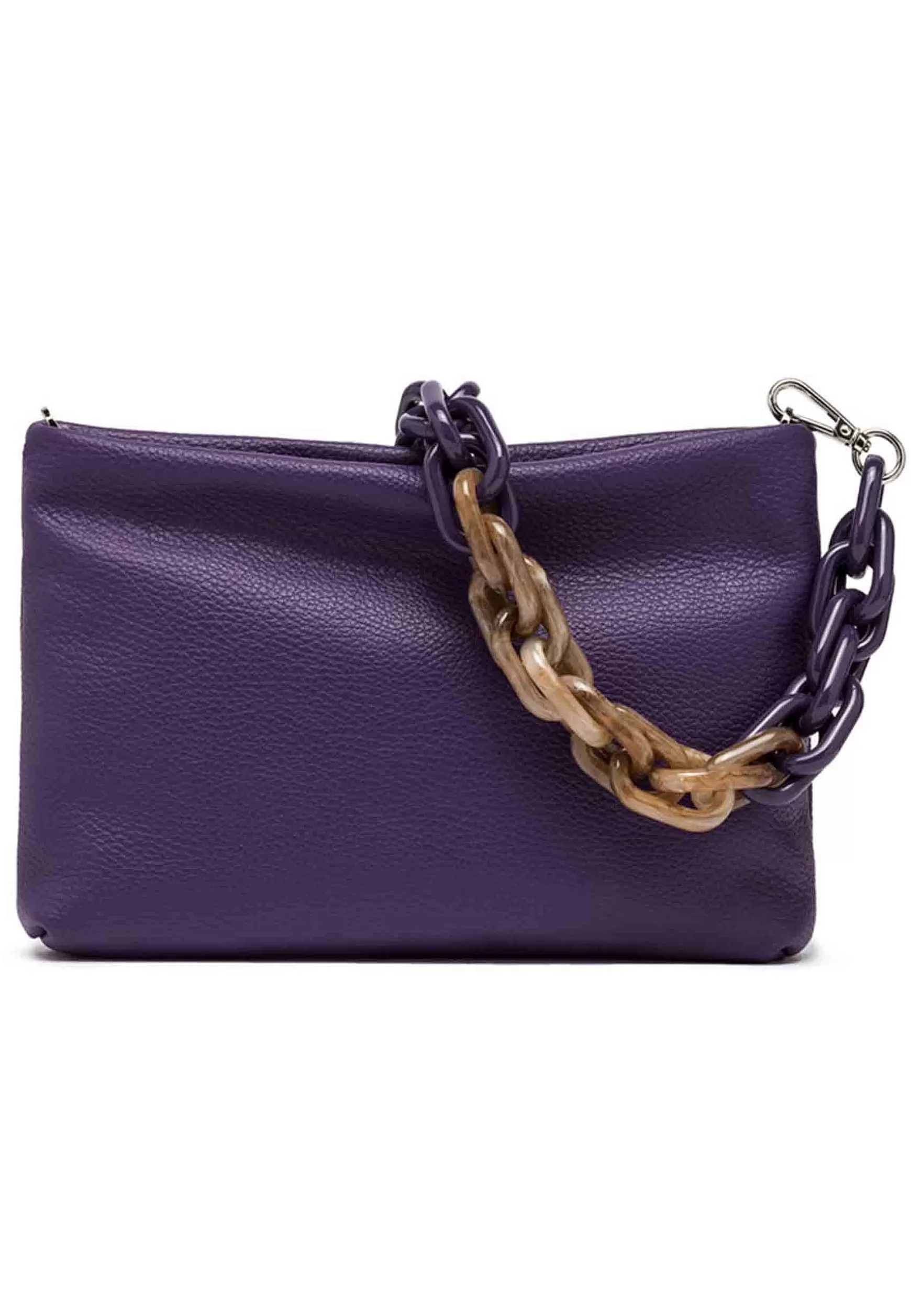 Borsa Donna Pochette Brenda In Pelle Viola Con Manico In Resina*Gianni Chiarini Store