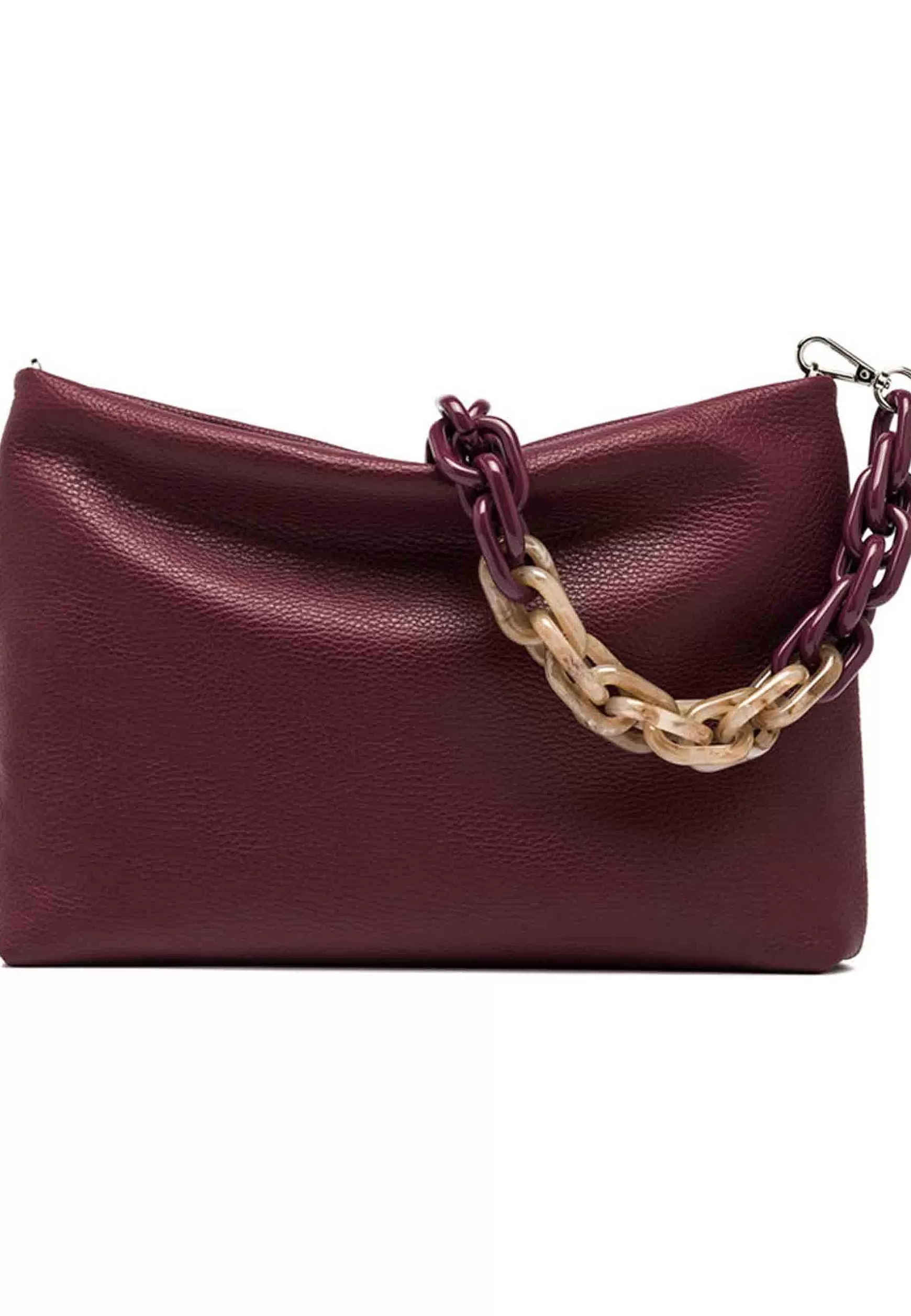 Borsa Donna Pochette Brenda Maxi In Pelle Bordeaux Con Manico In Resina*Gianni Chiarini Discount