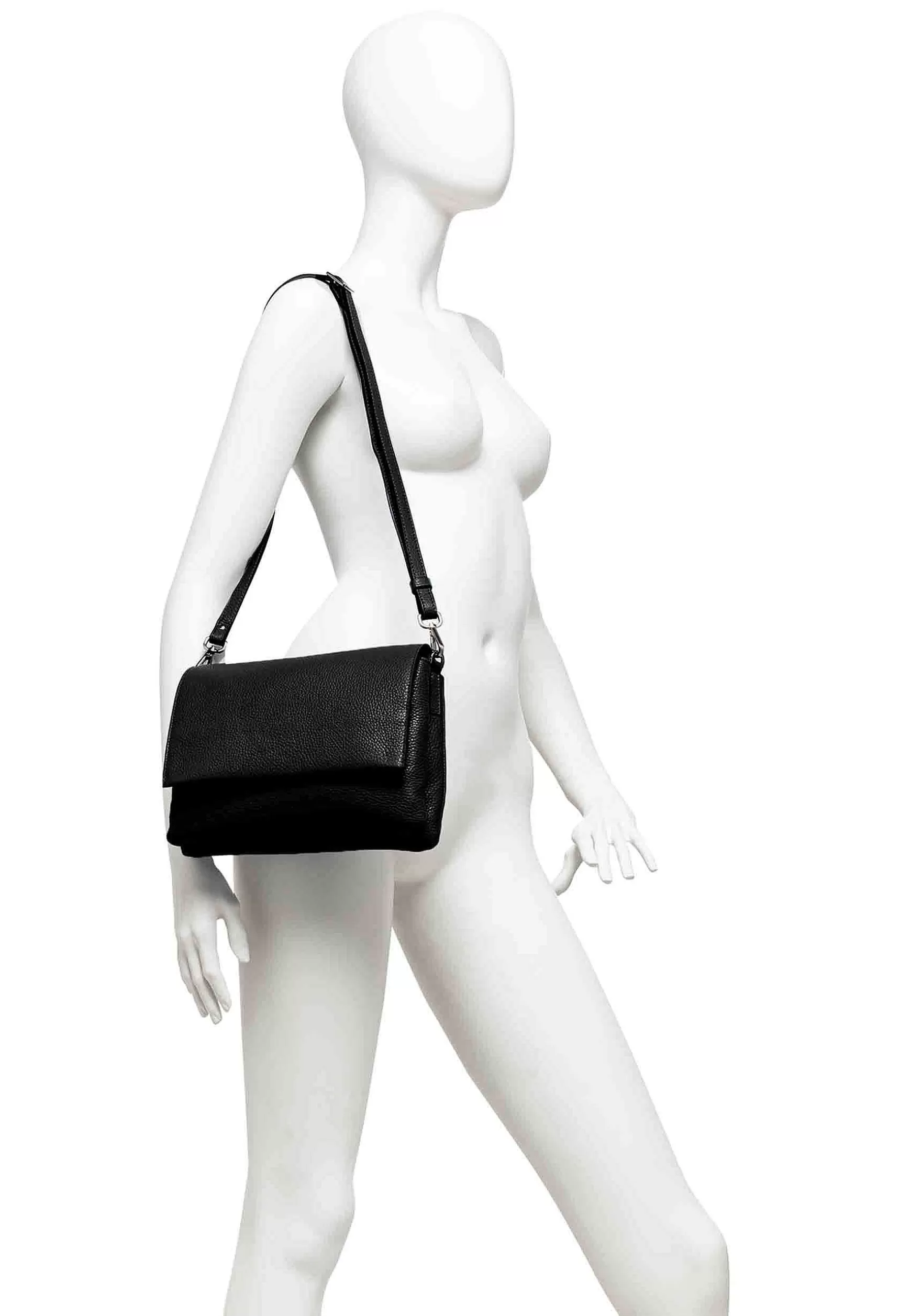 Borsa Donna Pochette Three In Pelle Nera Con Patta Tracolla Removibile*Gianni Chiarini Flash Sale