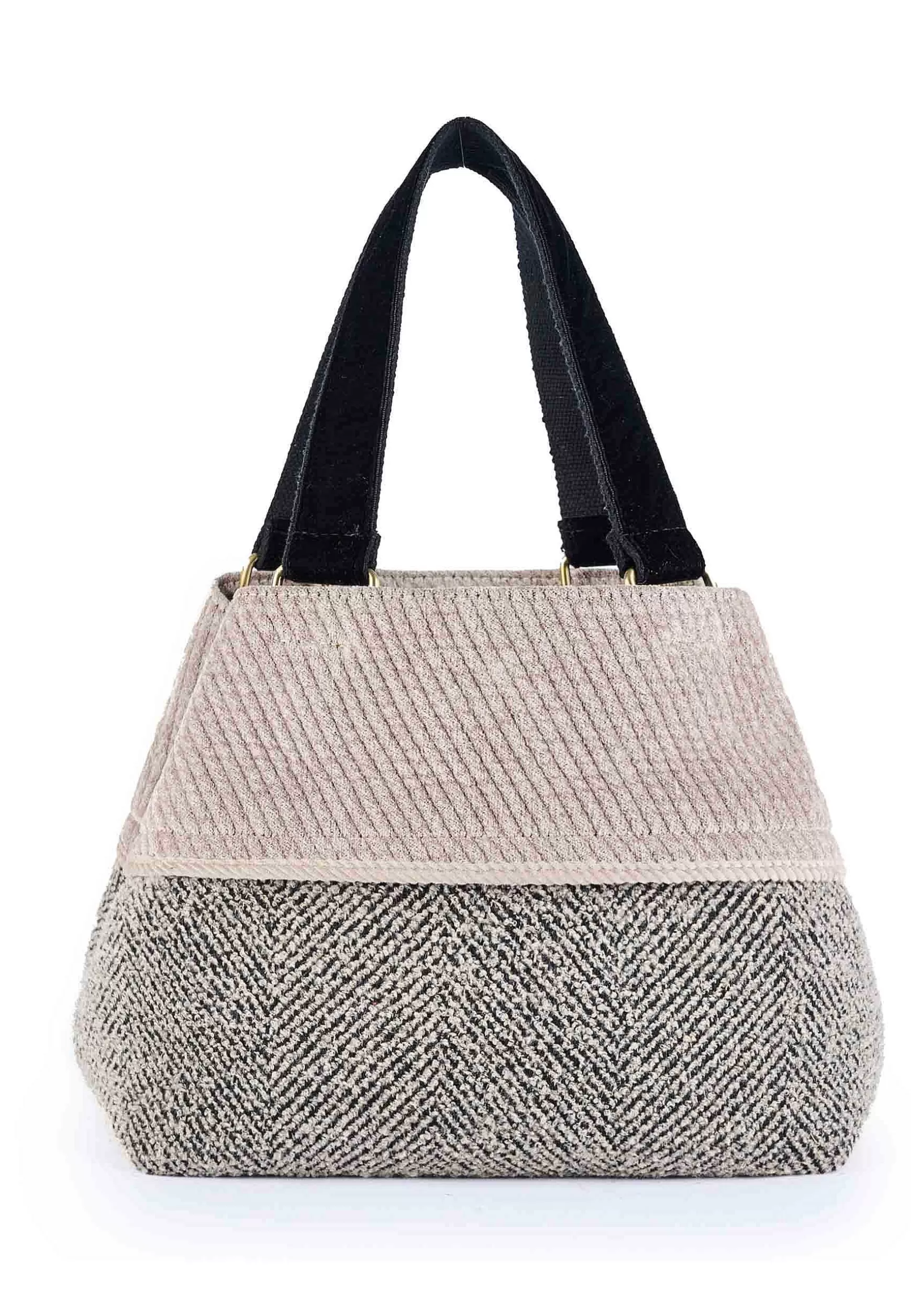 Borsa Donna Shopping In Jacquard Beige Con Lana A Contrato E Doppi Manici*Via Mail Bag Online