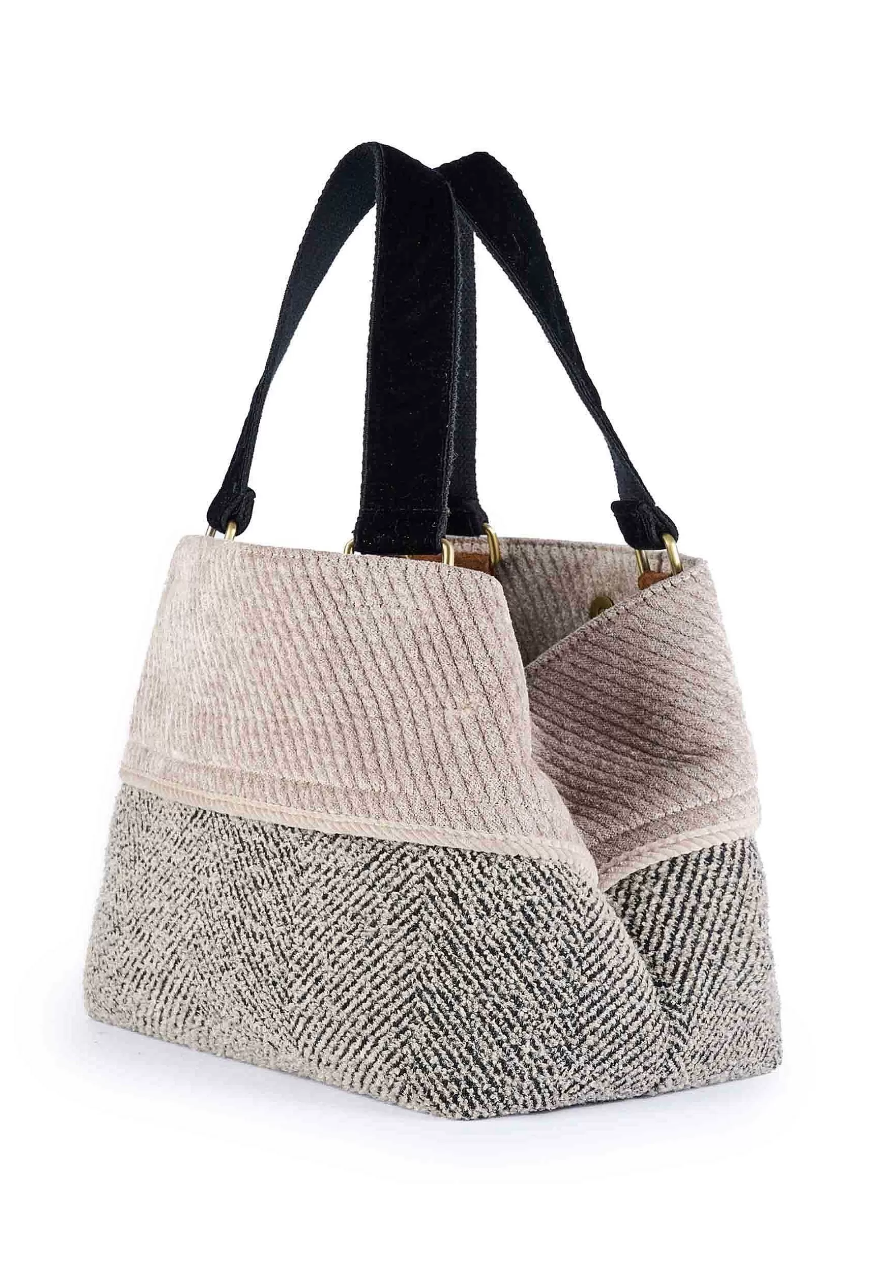 Borsa Donna Shopping In Jacquard Beige Con Lana A Contrato E Doppi Manici*Via Mail Bag Online