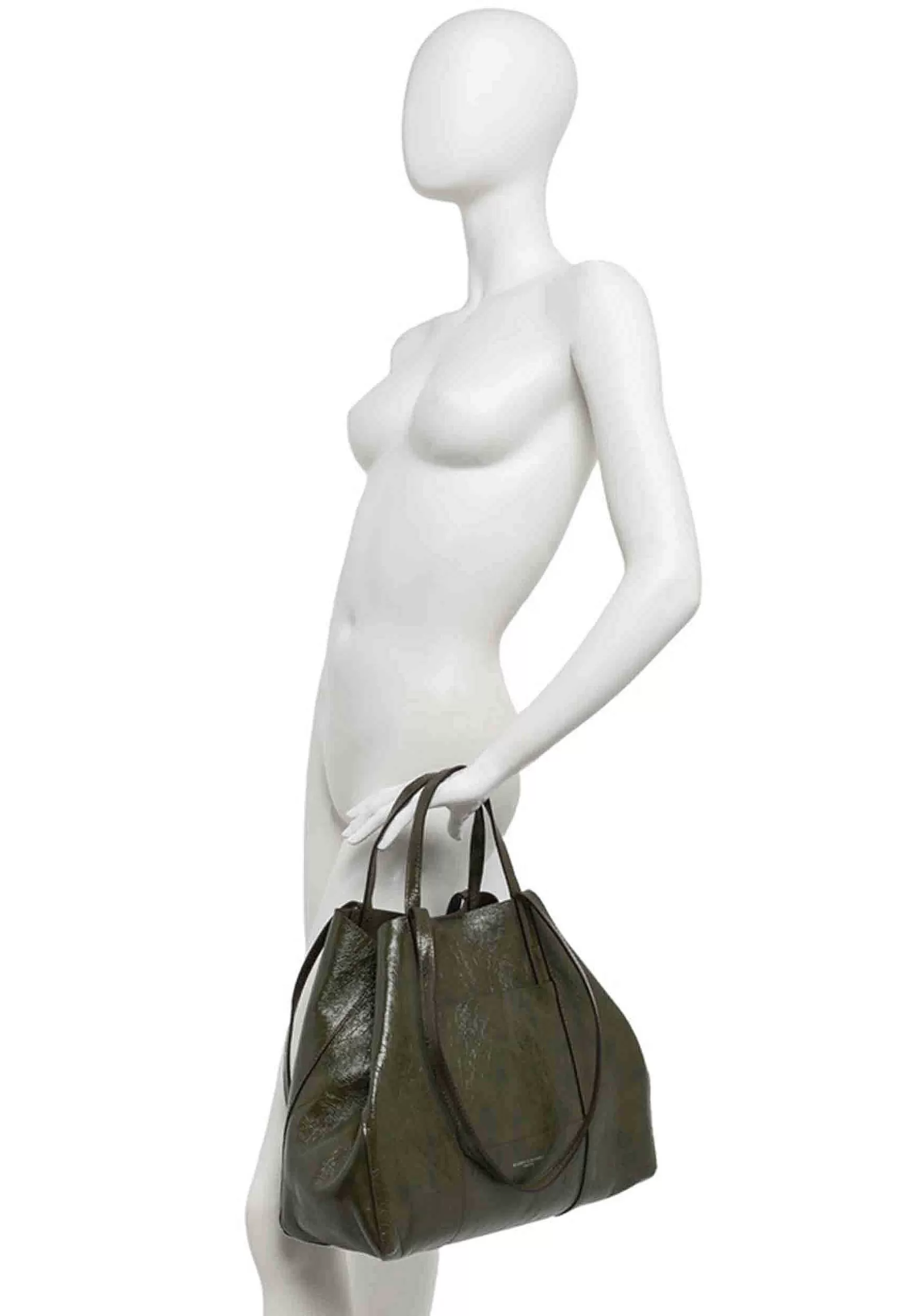 Borsa Donna Super Light In Pelle Nera Lucida Con Doppi Manici*Gianni Chiarini Shop