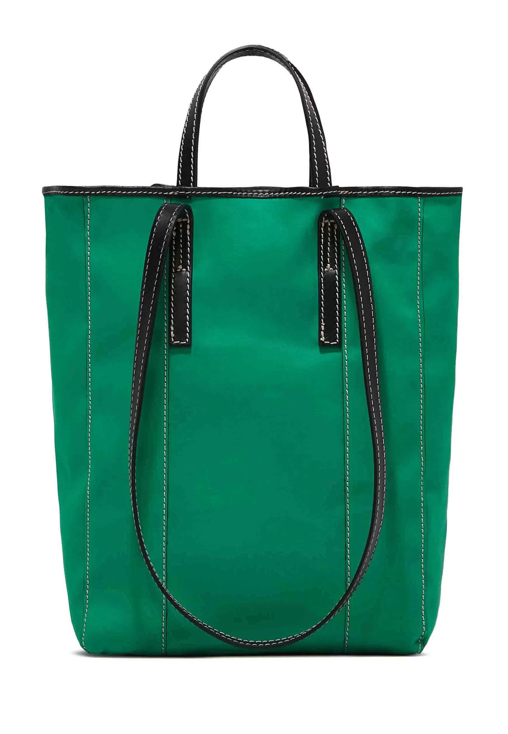 Borsa Donna Super Light In Tessuto Verde E Pelle Nera Con Doppi Manici*Gianni Chiarini Outlet