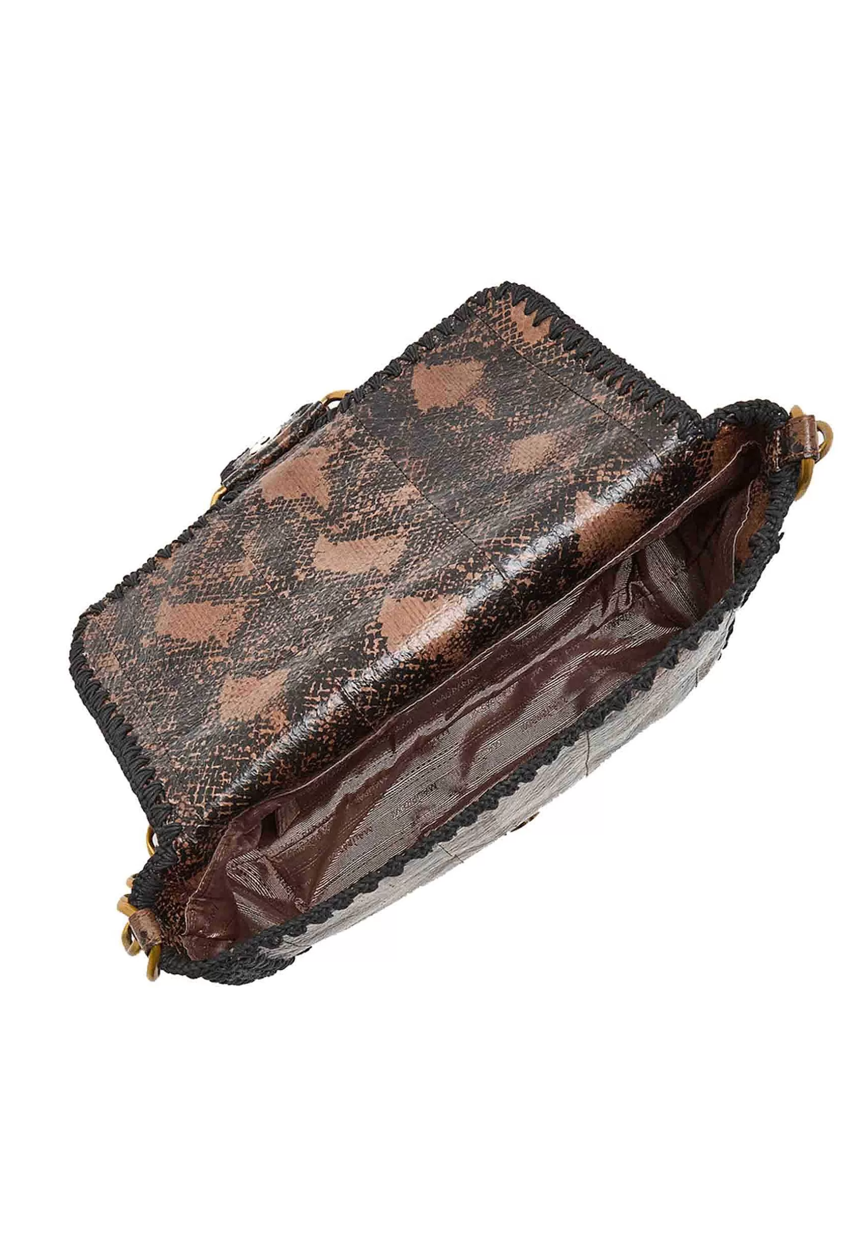 Borsa Pochette A Tracolla Donna Exotic In Pelle Stampata Cammello Con Fibbione*Maliparmi Clearance