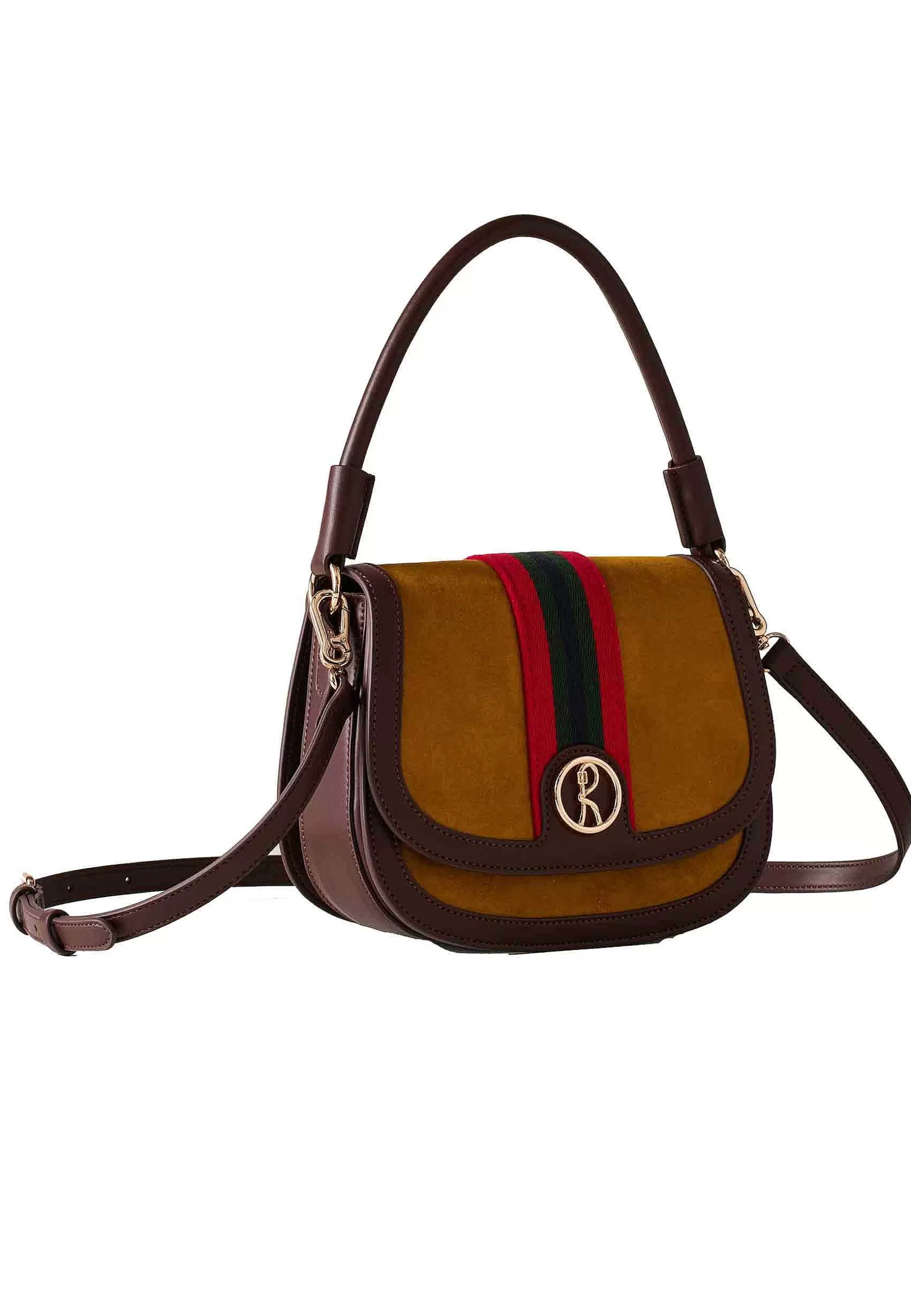 Borsa Pochette Da Donna In Eco Pelle Marrone Con Velluto Senape*Roberta di Camerino Discount