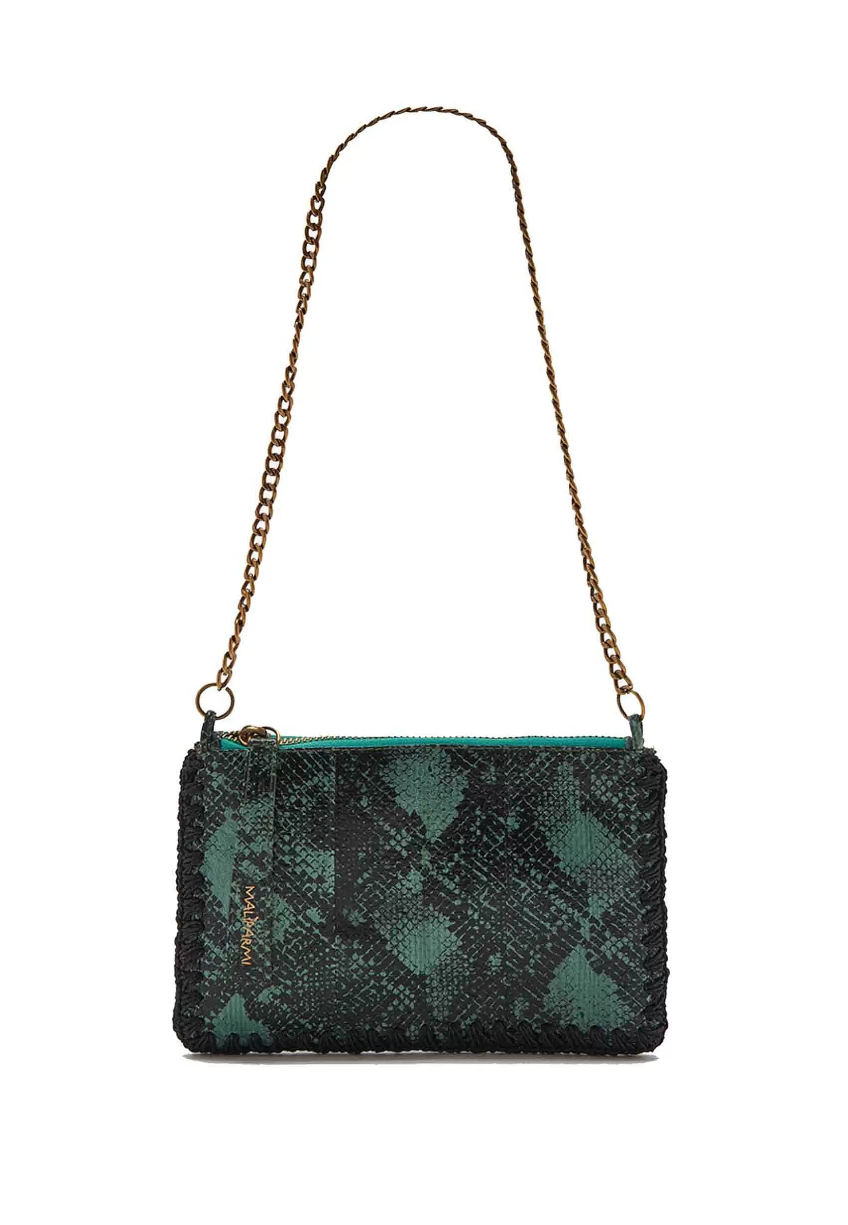Borsa Pochette Donna Exotic In Wips Verde Con Tracolla A Catena*Maliparmi Cheap