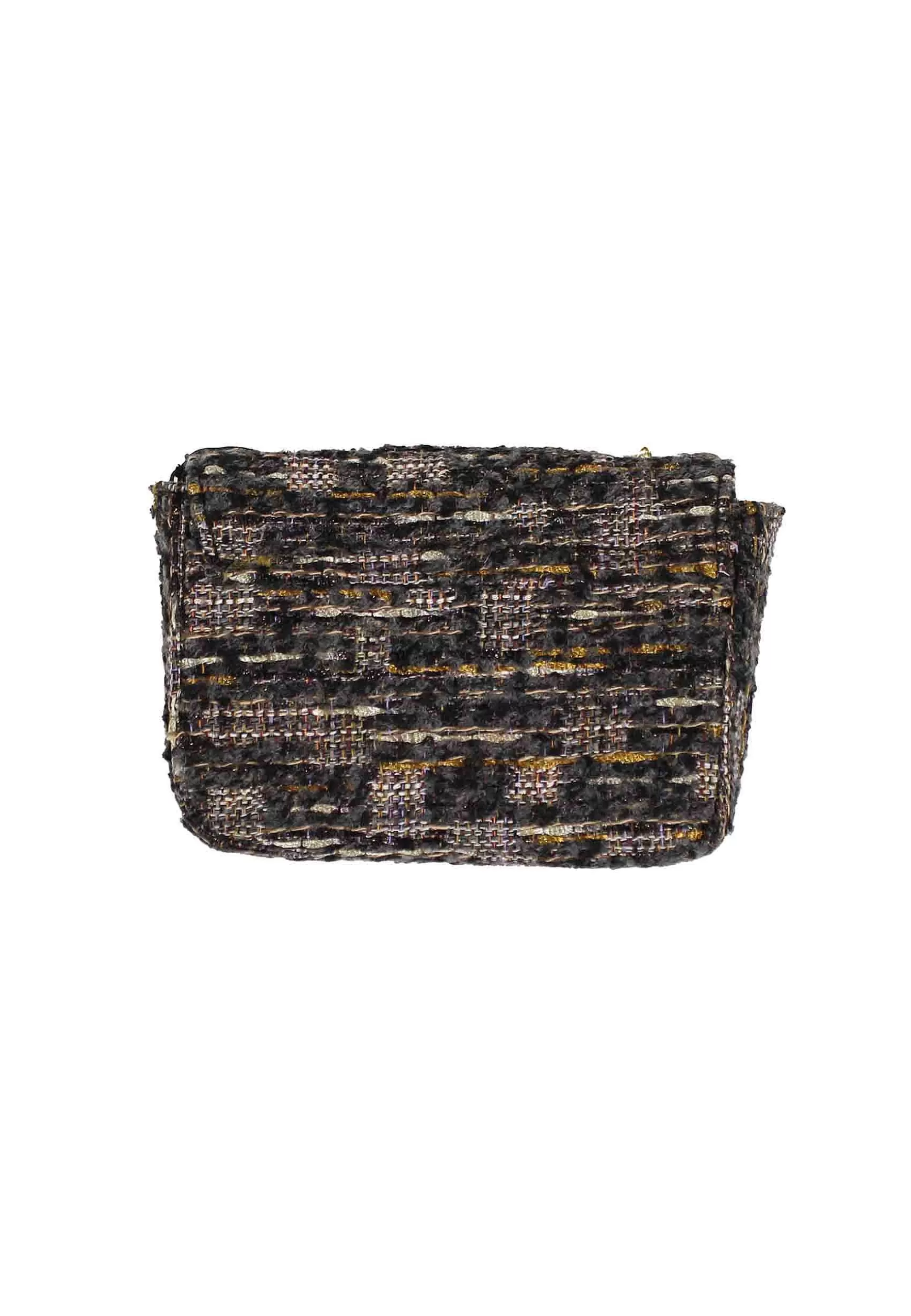 Borsa Pochette Donna In Lana Boucle Grigia Con Catena Oro*Kassiopea Best Sale