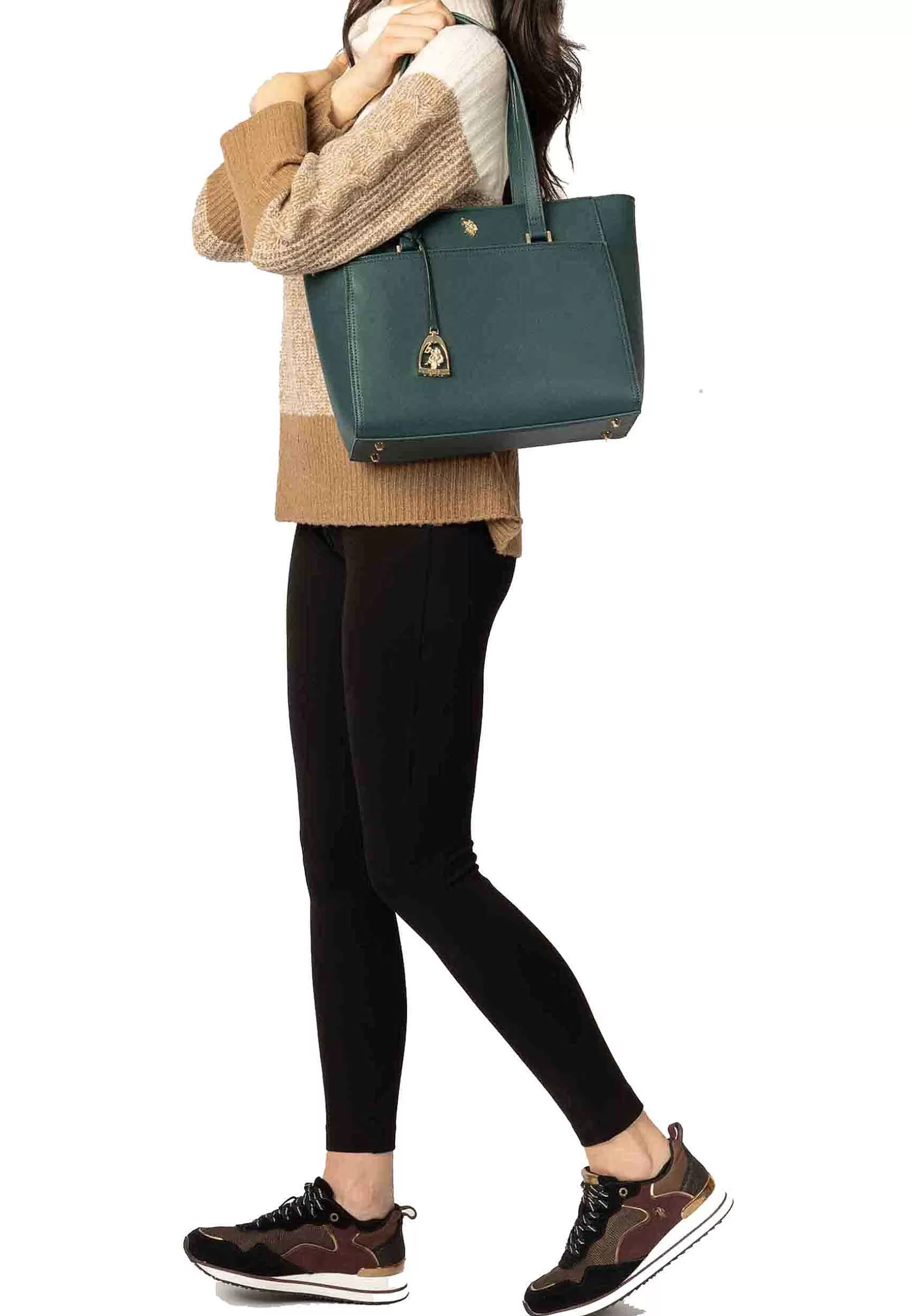 Borsa Shopping Da Donna In Eco Pelle Verde Con Doppi Manici Jones*U.S. Polo Assn Cheap