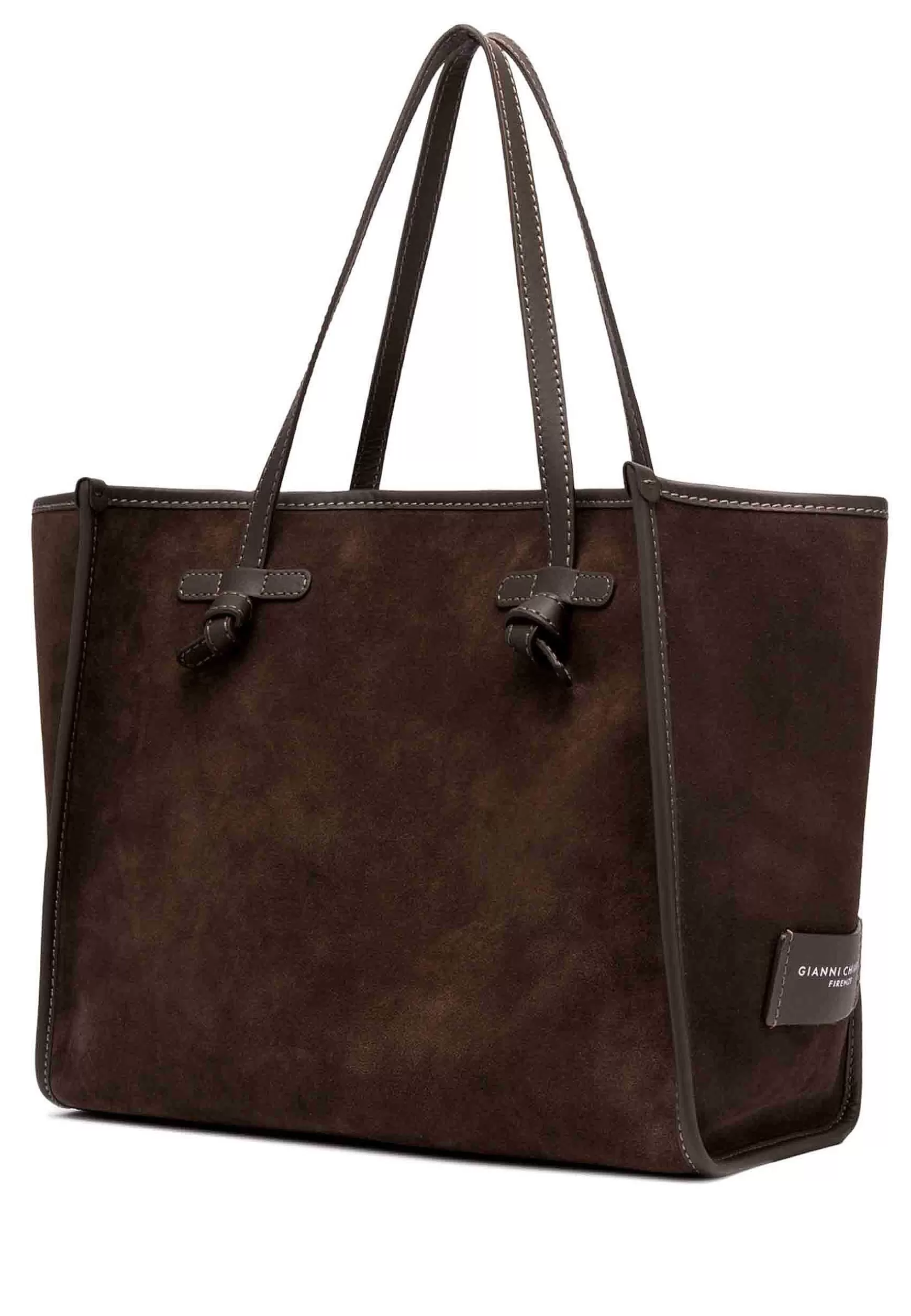 Borsa Shopping Donna In Camoscio Testa Di Moro Con Doppi Manici In Pelle*Marcella Club Best